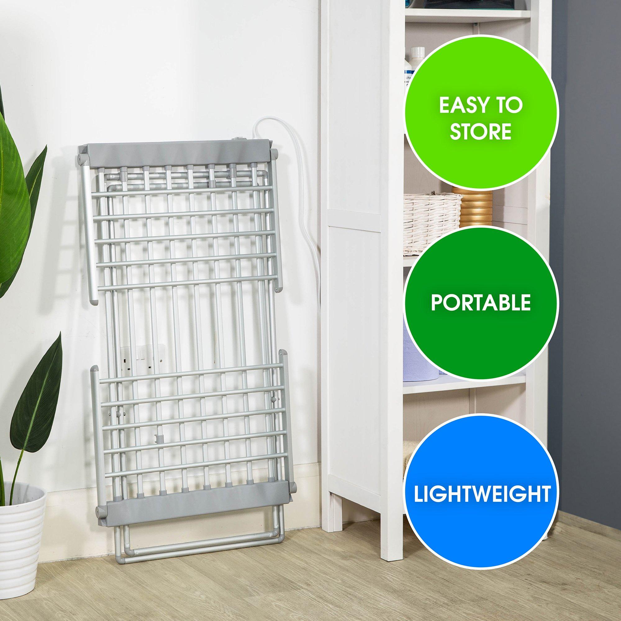 Silver - Abode - AECHD2001 Electric Clothes Horse Dryer - Silver - 6