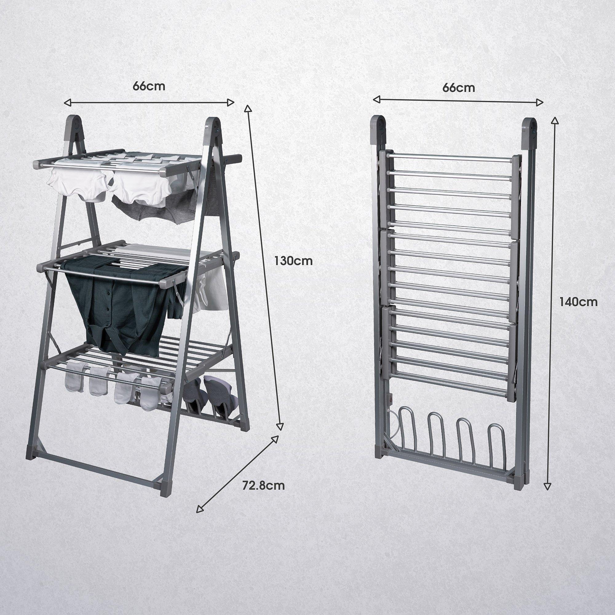 Silver - Abode - AECRD2002 Electric Clothes Dryer with Shoe Rails - 2