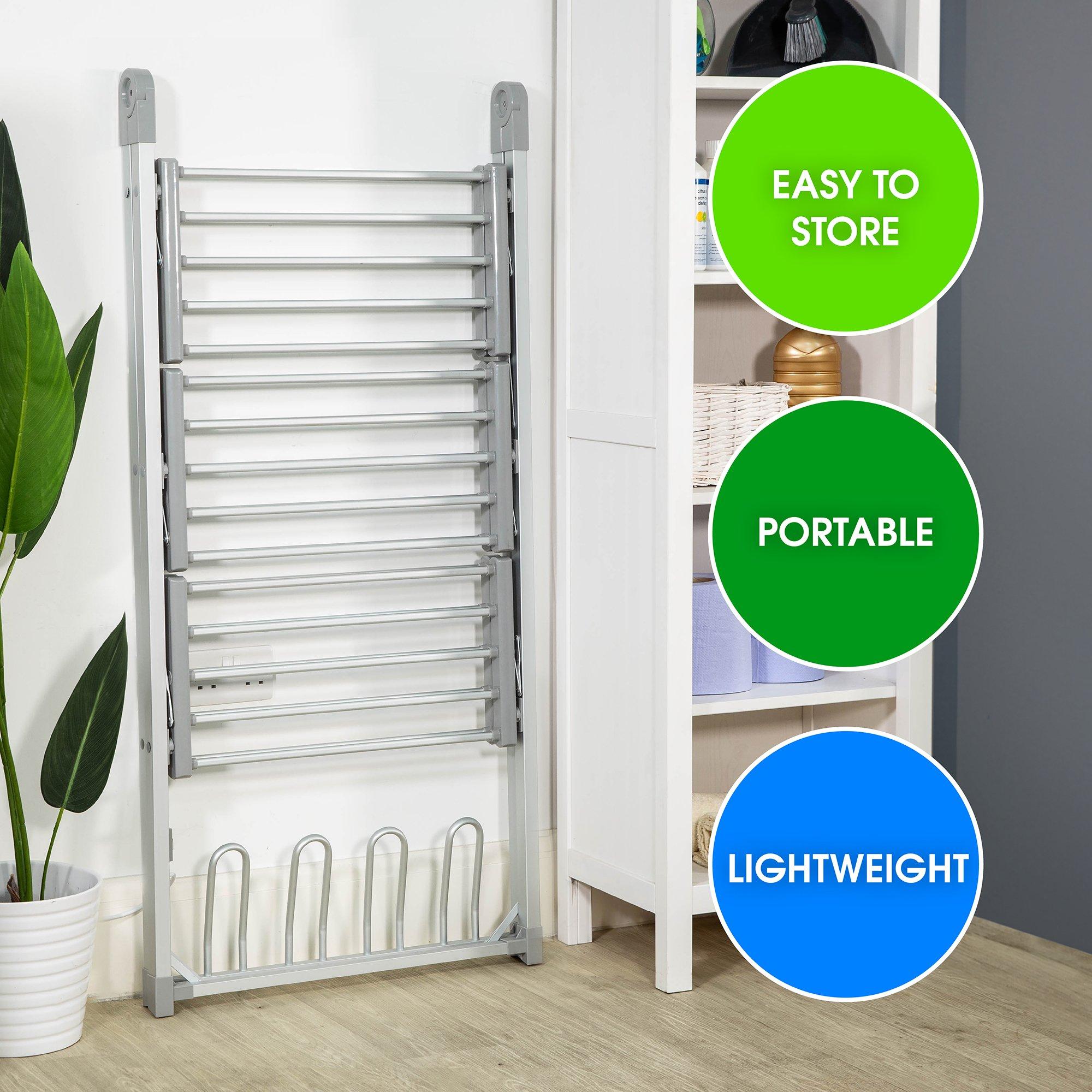 Silver - Abode - AECRD2002 Electric Clothes Dryer with Shoe Rails - 5