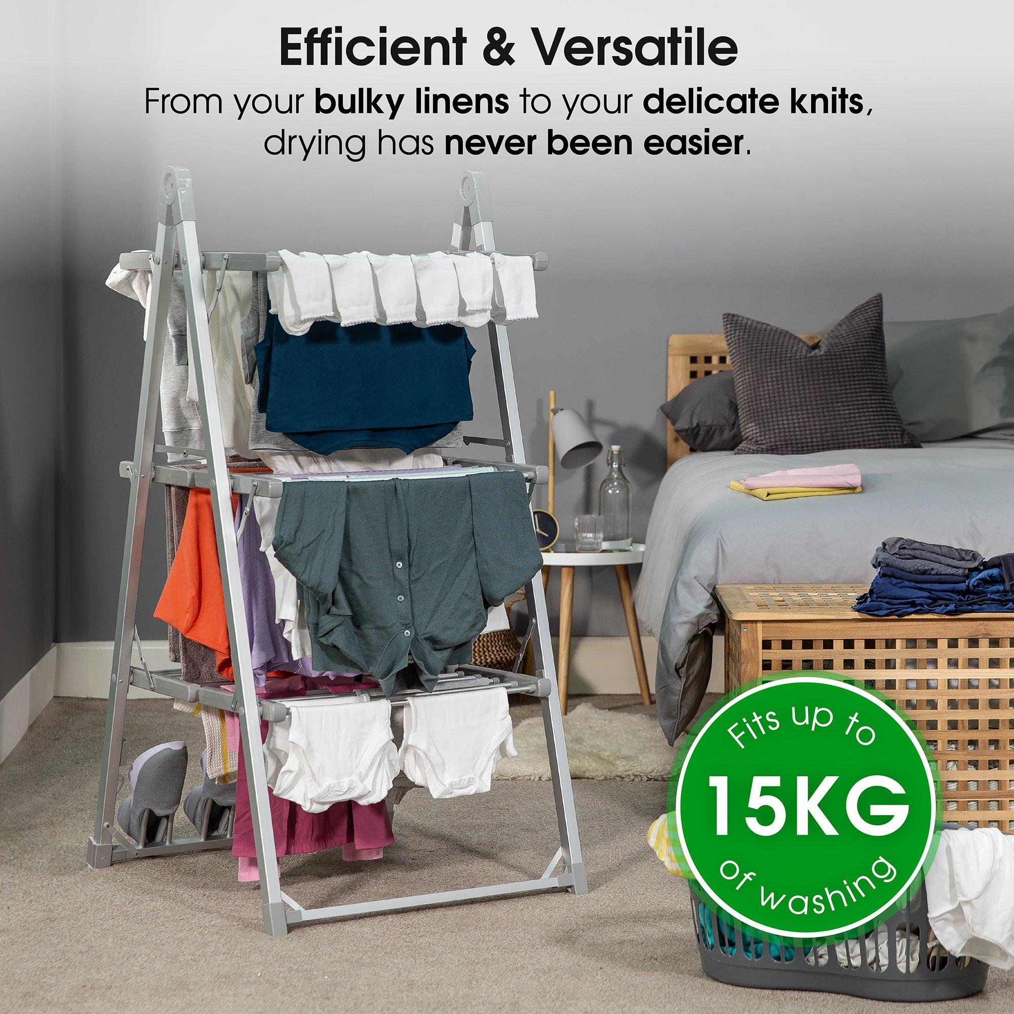 Silver - Abode - AECRD2002 Electric Clothes Dryer with Shoe Rails - 6