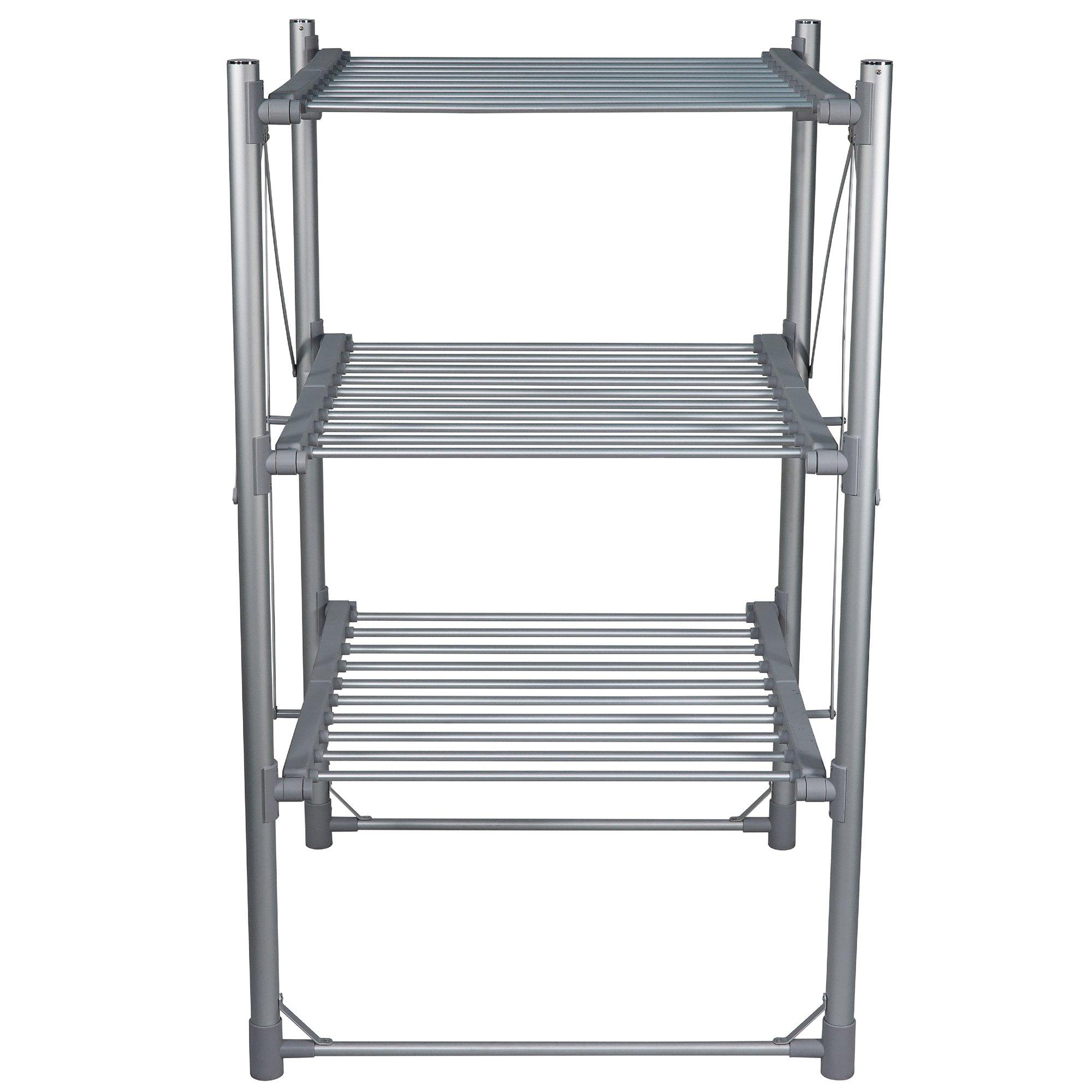 Silver - Abode - AECRD2003 3 Tiered Foldable Electric Airer- Silver - 1