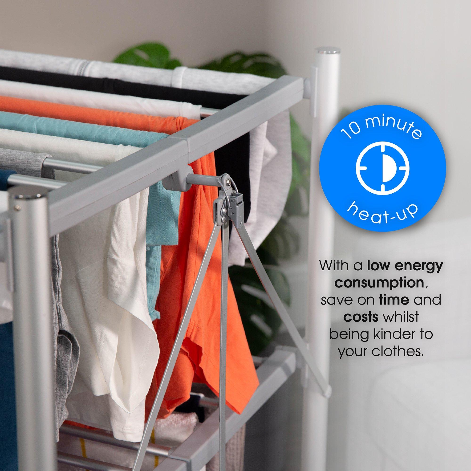 Silver - Abode - AECRD2003 3 Tiered Foldable Electric Airer- Silver - 7