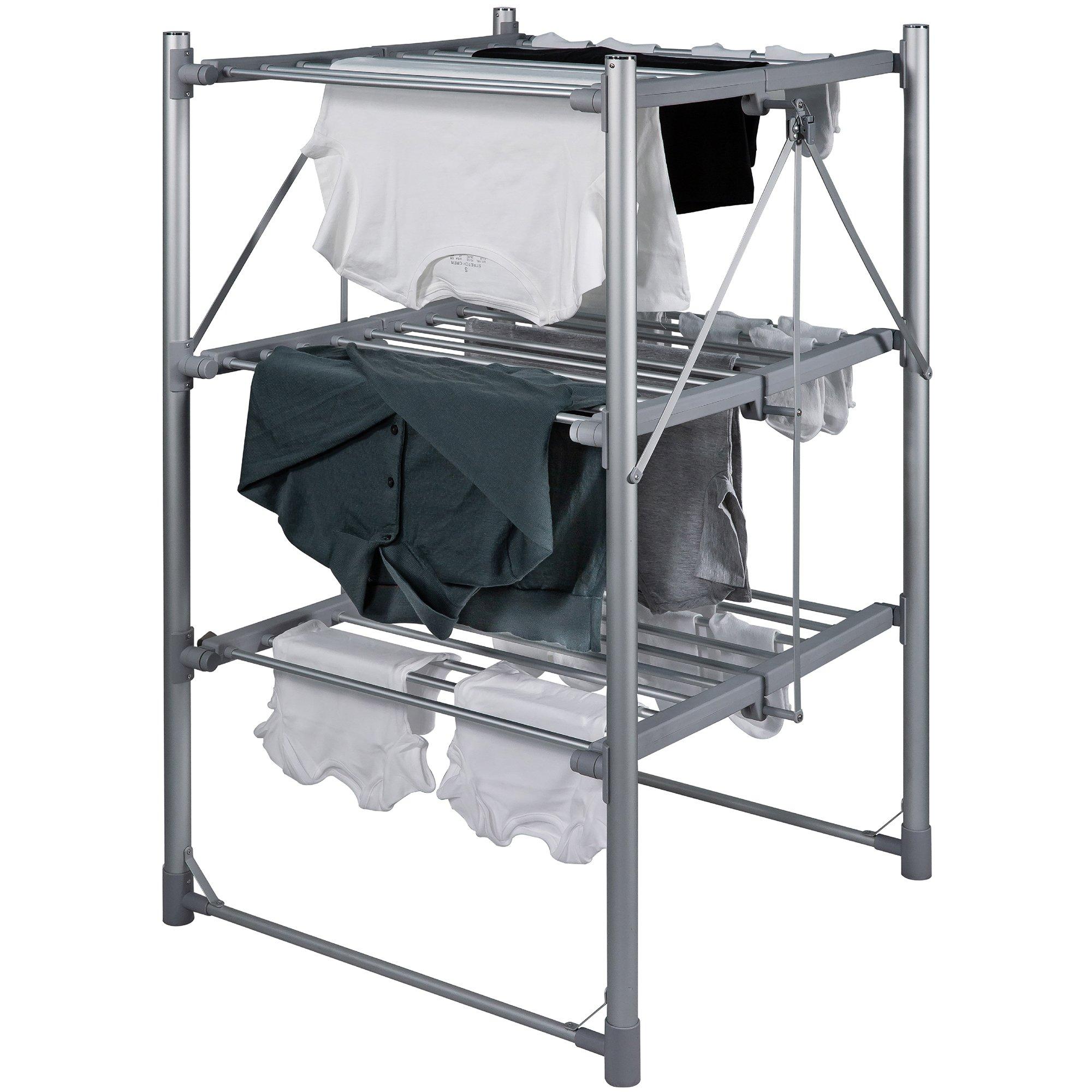 Silver - Abode - AECRD2003 3 Tiered Foldable Electric Airer- Silver - 8