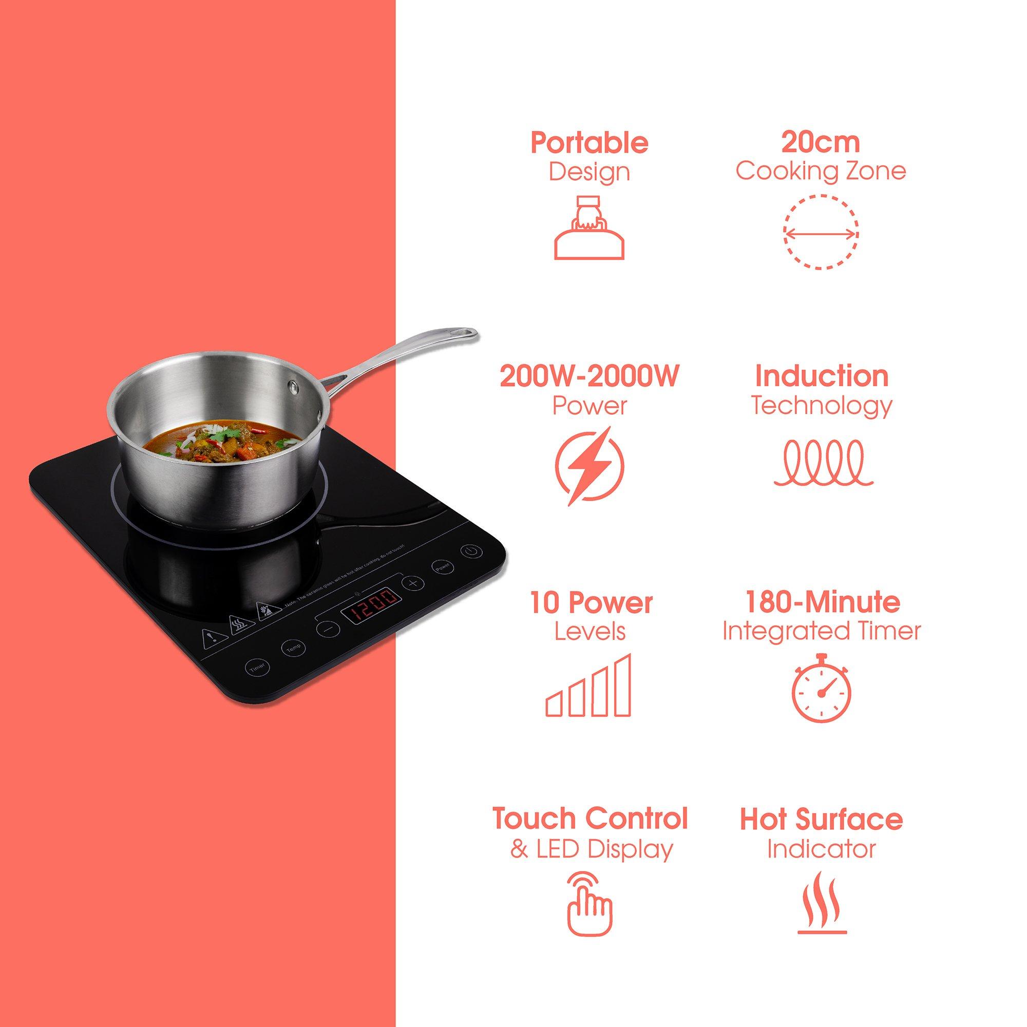 Black - Abode - AINDH1002 Single Induction Hob in Black - 10