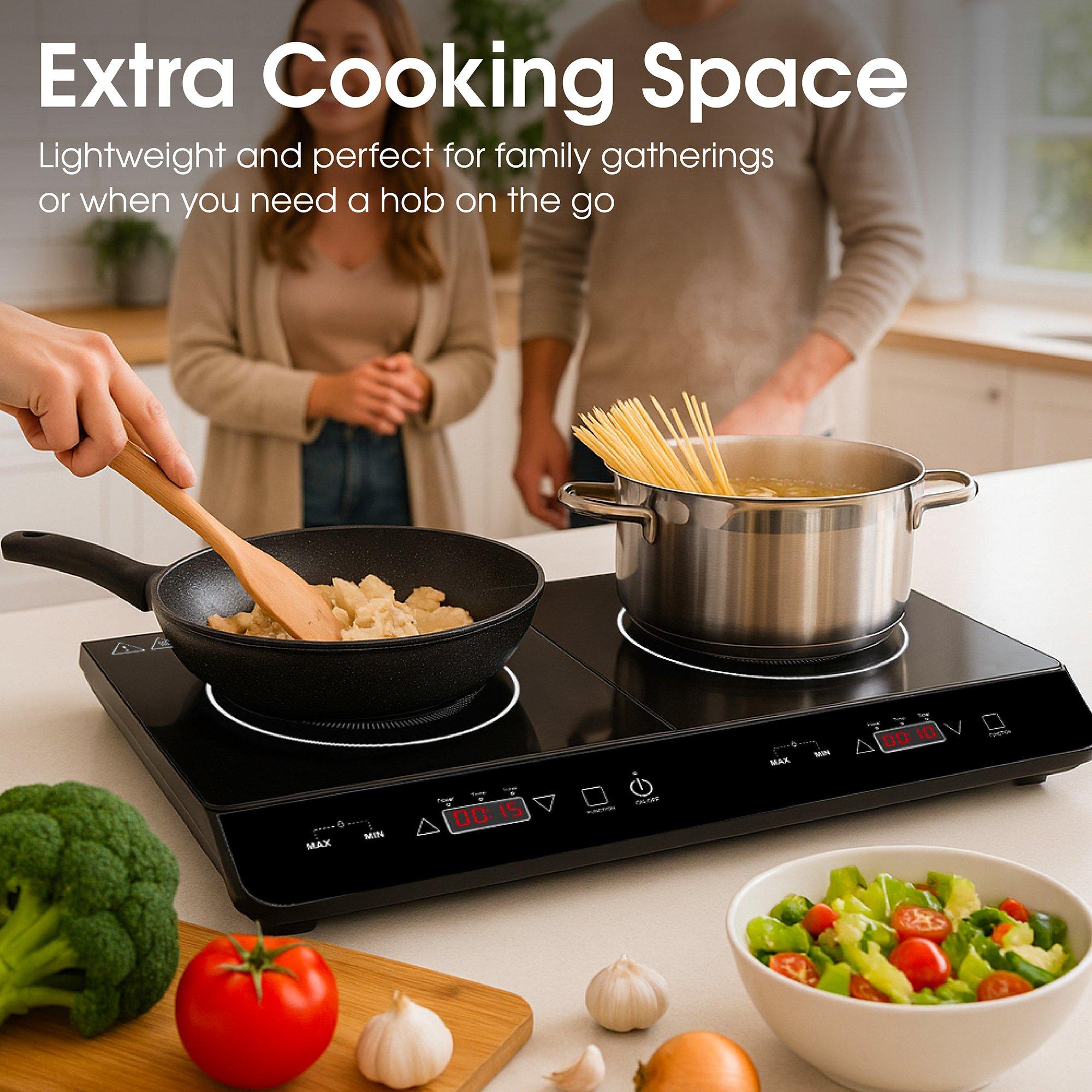 Black - Abode - AINDH2003 Double Induction Hob in Black - 3