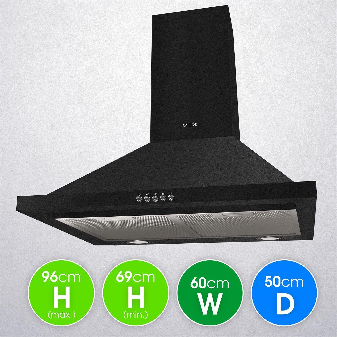 Black - Abode - ASCH6031B 60cm Chimney Cooker Hood - Black - 1