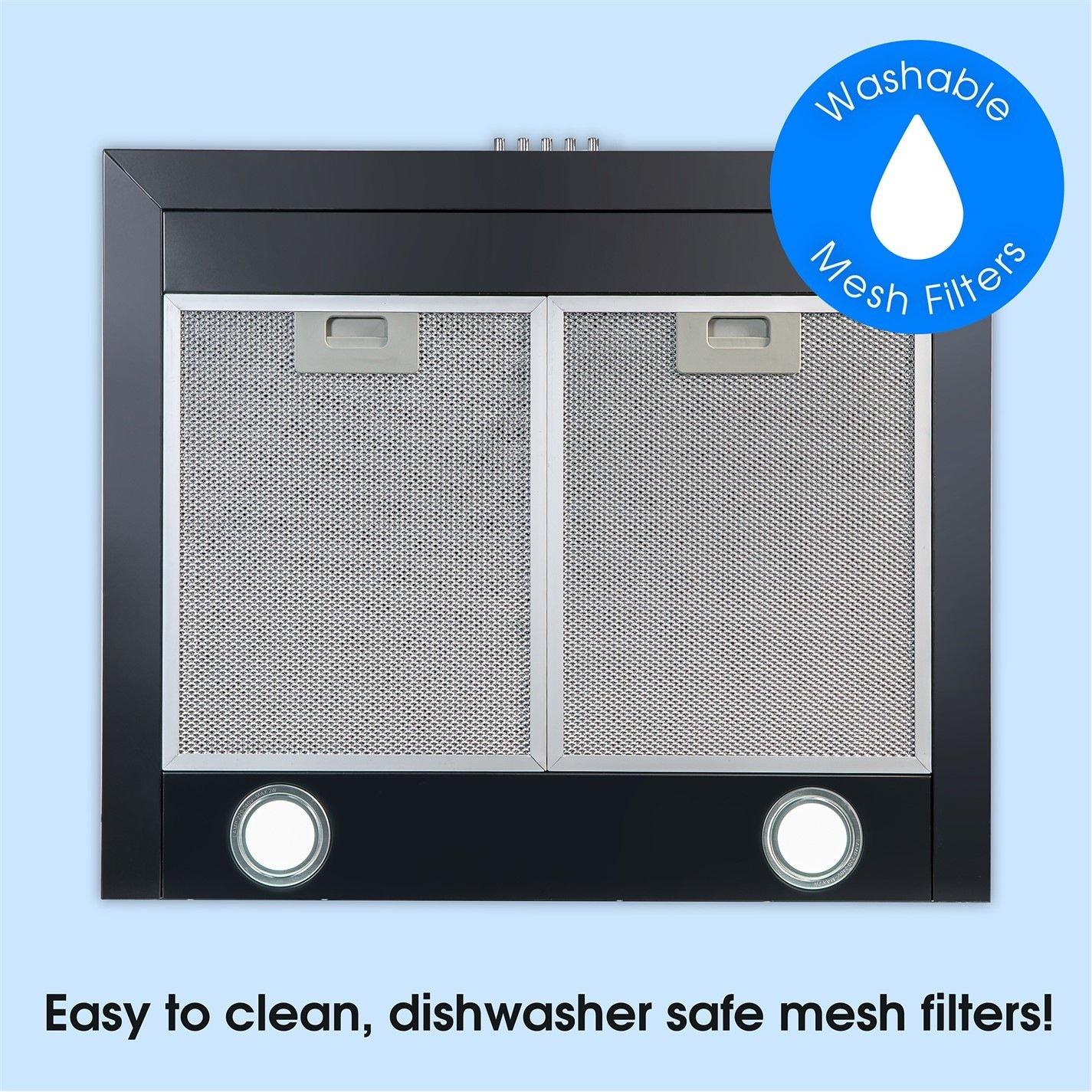 Black - Abode - ASCH6031B 60cm Chimney Cooker Hood - Black - 4