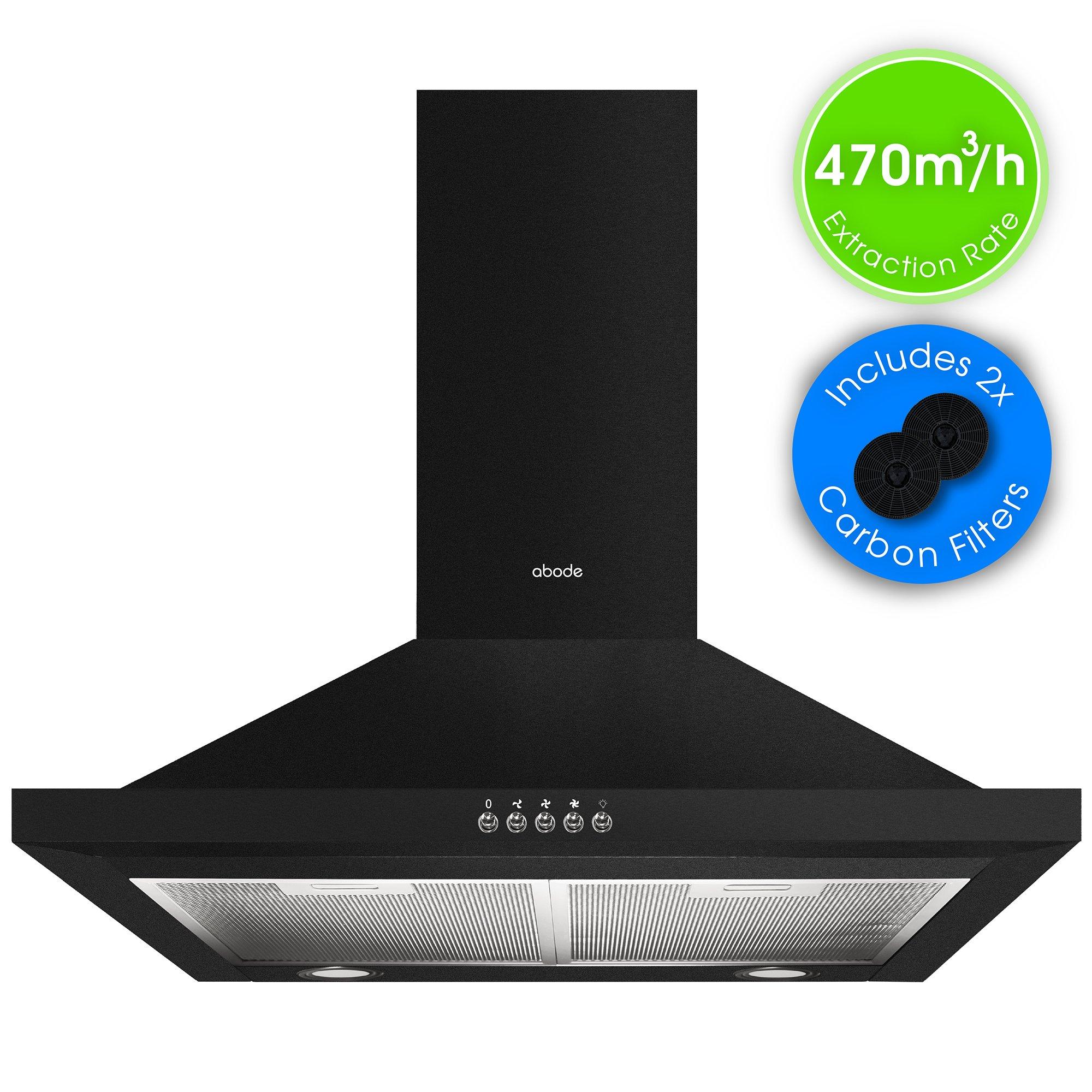 Black - Abode - ASCH6031B 60cm Chimney Cooker Hood - Black - 8