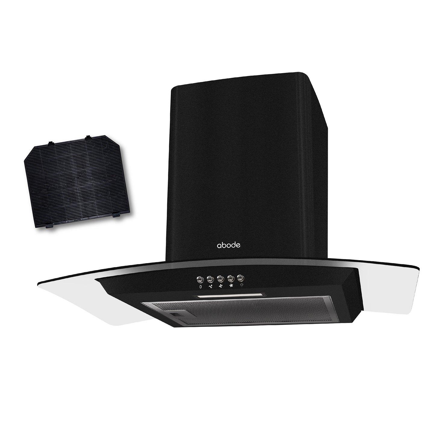 Black - Abode - AGCH6031B 60cm Curved Glass Cooker Hood - Black - 1