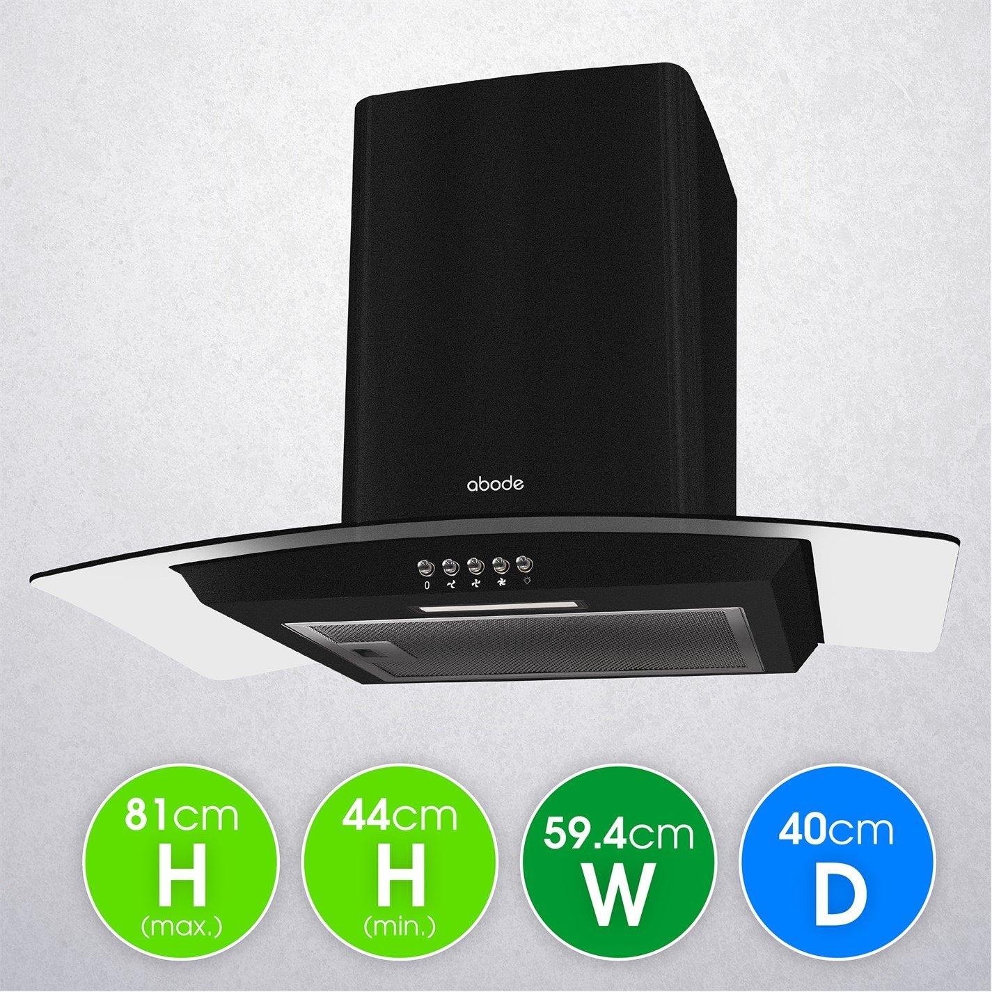 Black - Abode - AGCH6031B 60cm Curved Glass Cooker Hood - Black - 2