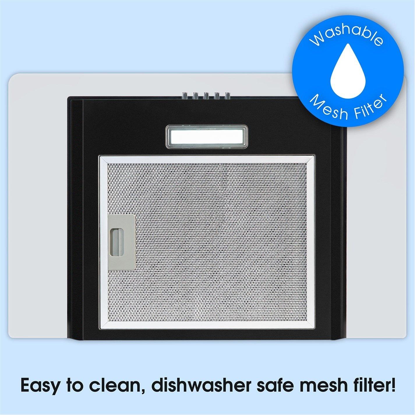 Black - Abode - AGCH6031B 60cm Curved Glass Cooker Hood - Black - 5