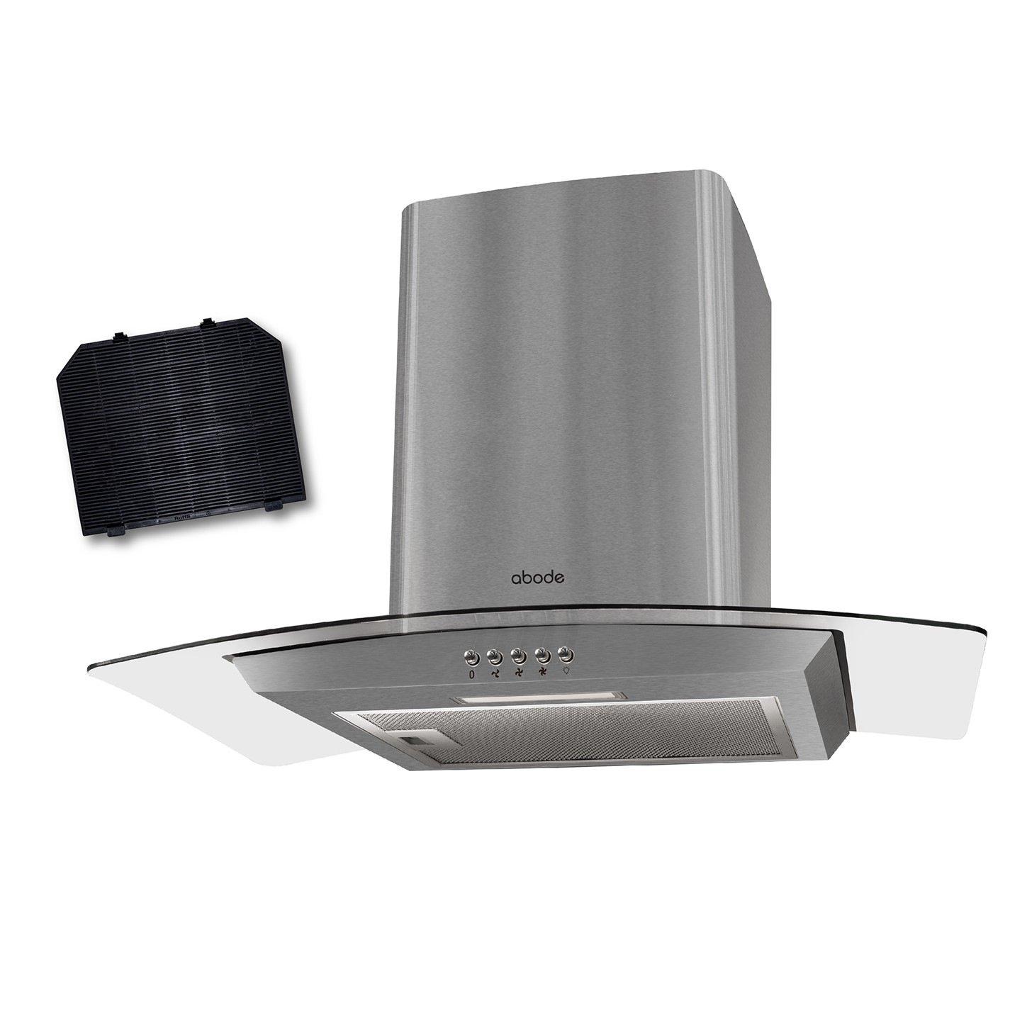 Stainless Steel - Abode - AGCH6031SS 60cm Curved Glass Cooker Hood - 1
