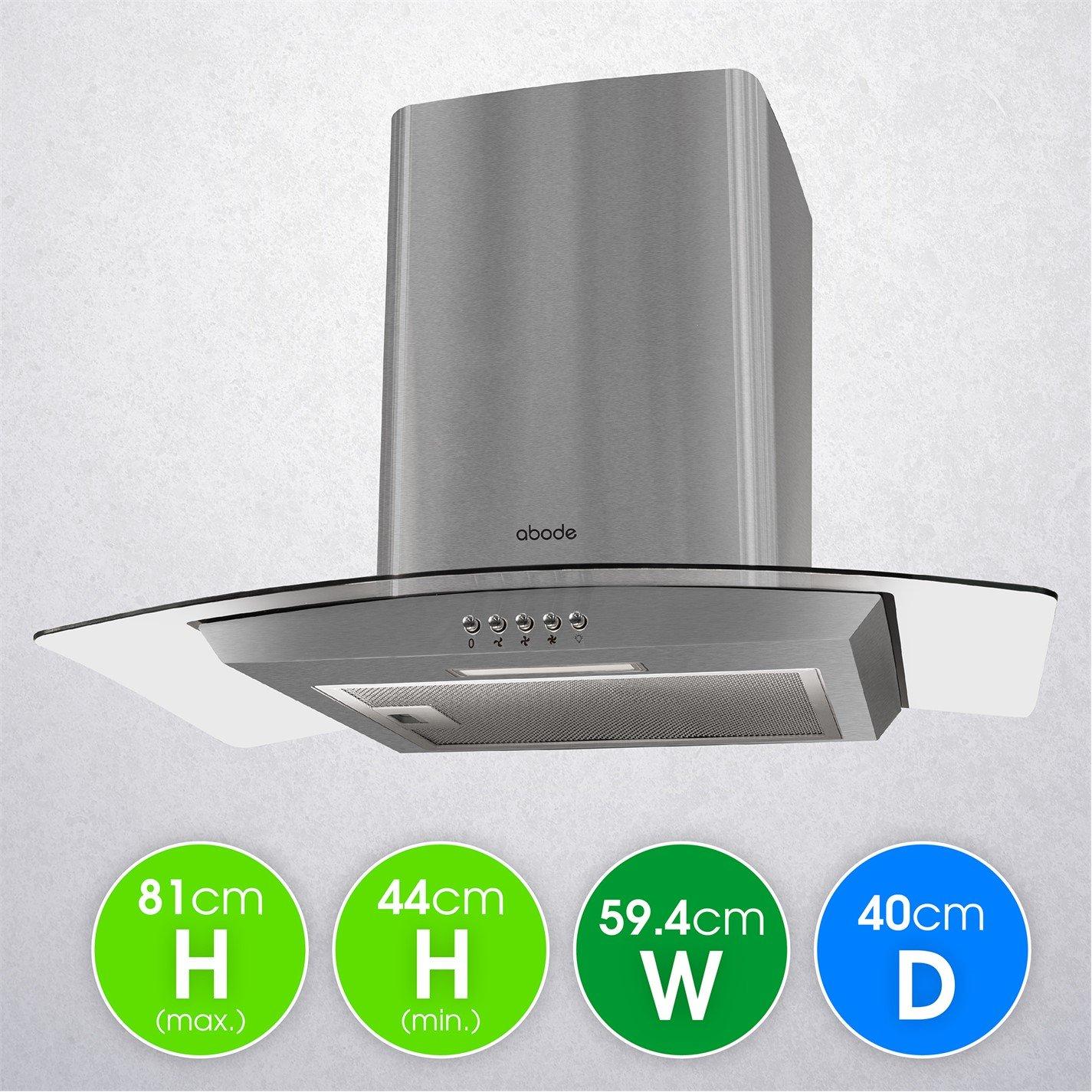 Stainless Steel - Abode - AGCH6031SS 60cm Curved Glass Cooker Hood - 2