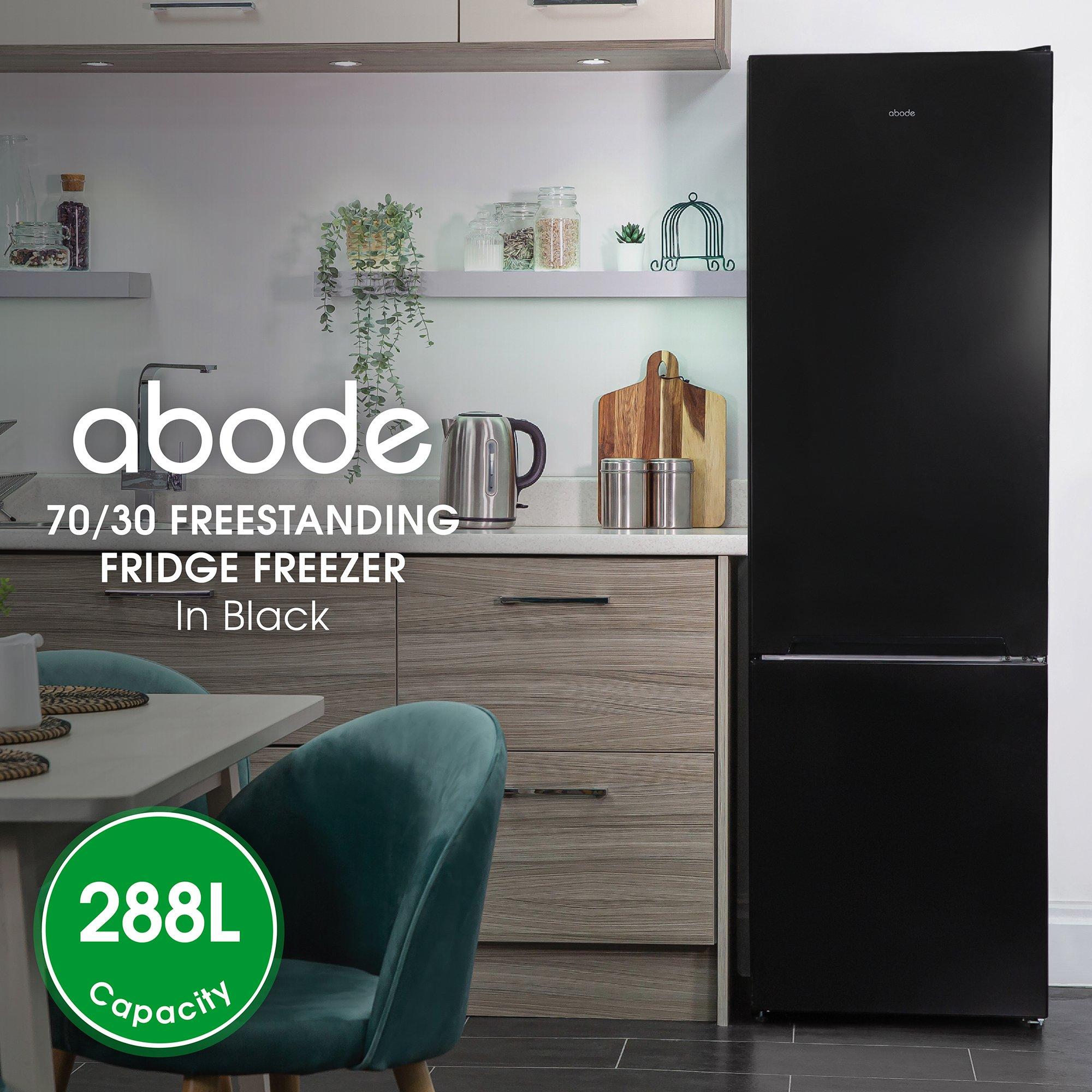 Black - Abode - A180FF541E1B 288L 70/30 Fridge Freezer in Black - 3