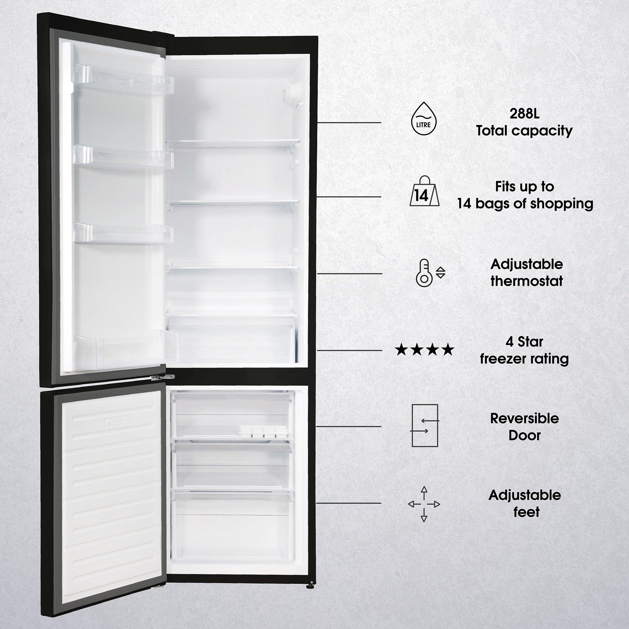 Black - Abode - A180FF541E1B 288L 70/30 Fridge Freezer in Black - 8