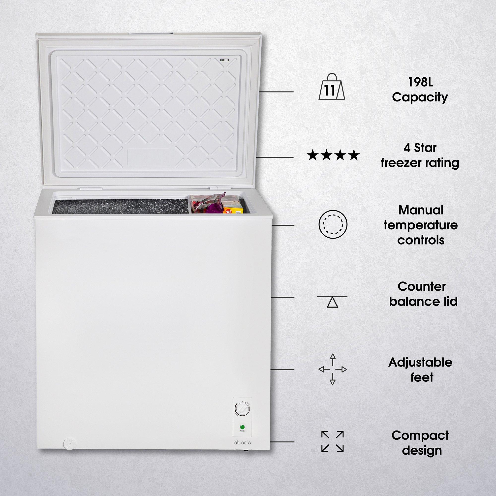 White - Abode - A198CF0E1W 198L Chest Freezer in White - 7