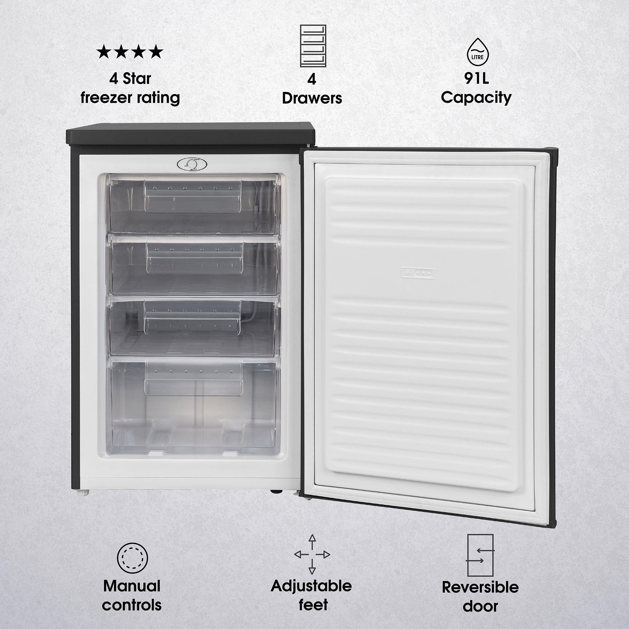 Black - Abode - A85UCFZ552E1B 55cm Undercounter Freezer - Black - 7