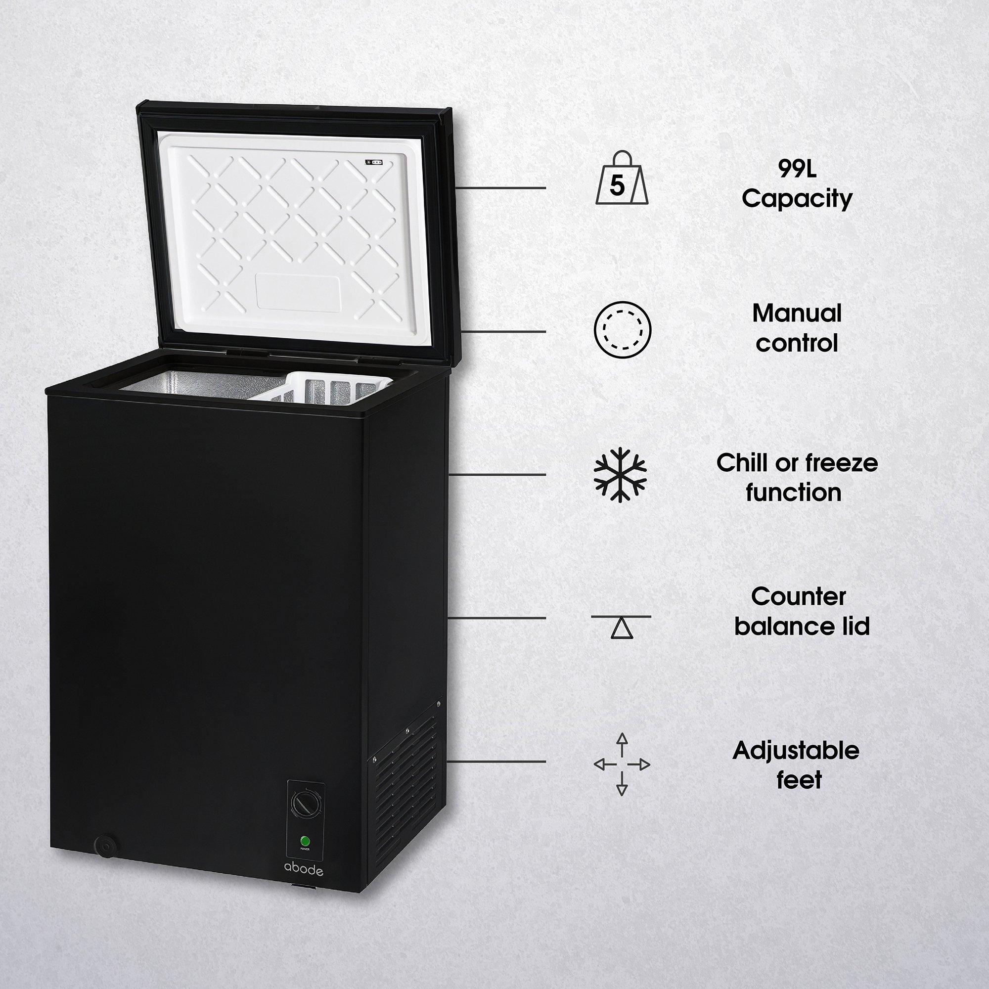 Black - Abode - A99CF0E1B 99L Chest Freezer - Black - 8