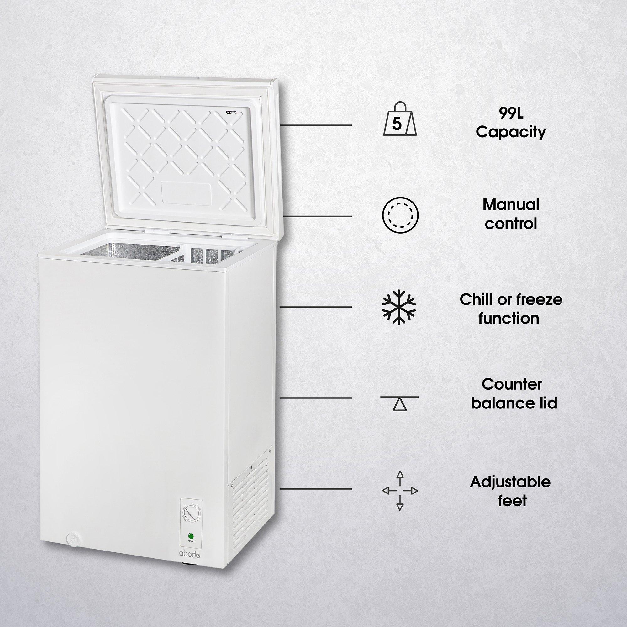 White - Abode - A99CF0E1W 99L Chest Freezer - White - 8