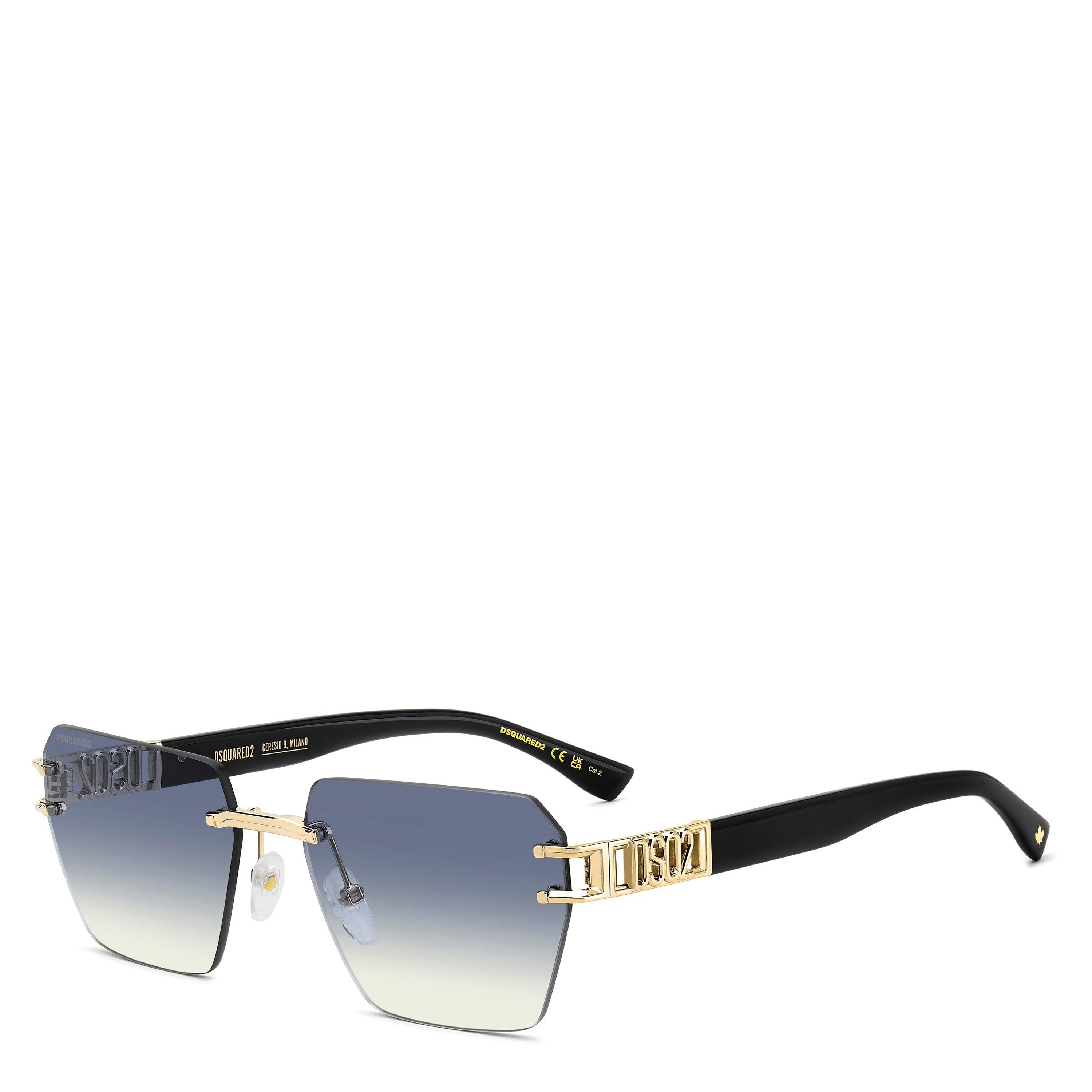 DSquared2 Men's Rectangle UV Protection Sunglasses - Gold