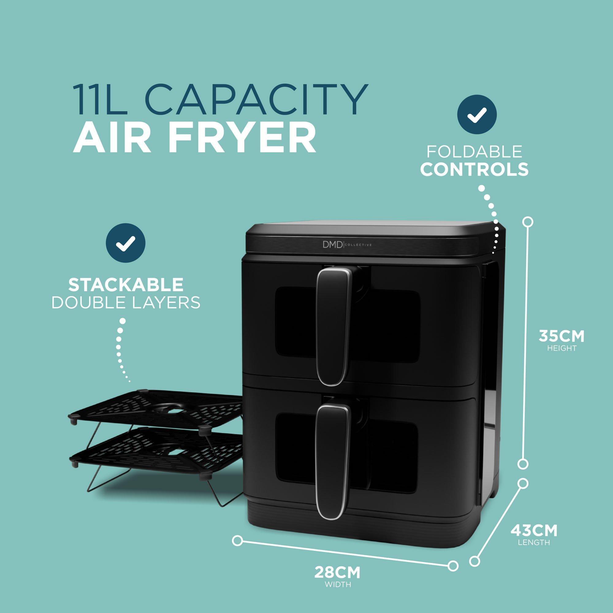 Black - DMD Collective - Double Air Fryer - 11L, 12 Cooking Options - 2