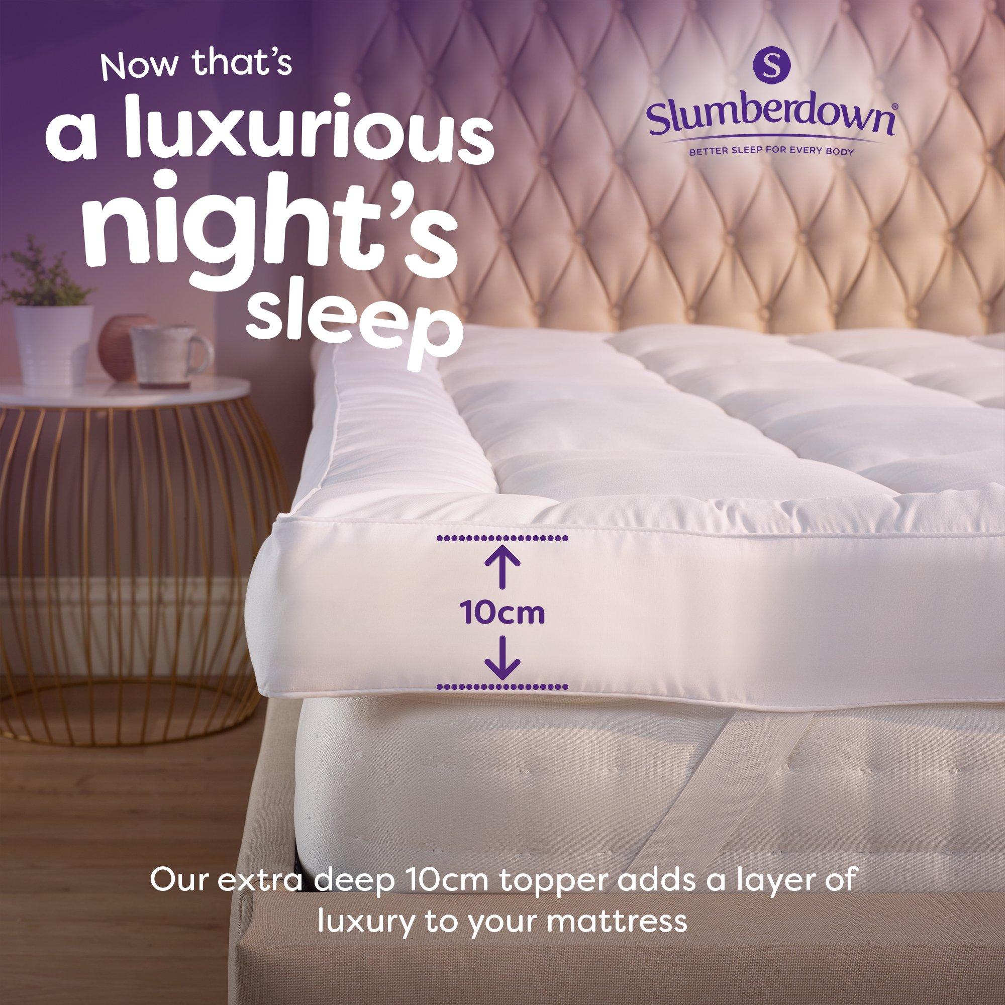 White - Slumberdown - 10cm Mattress Topper & Waterproof Protector - 3