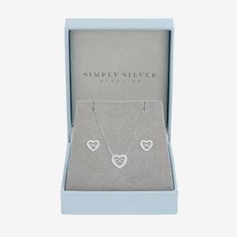 Simply Silver Sterling Silver 925 Pave Heart Infinity Set