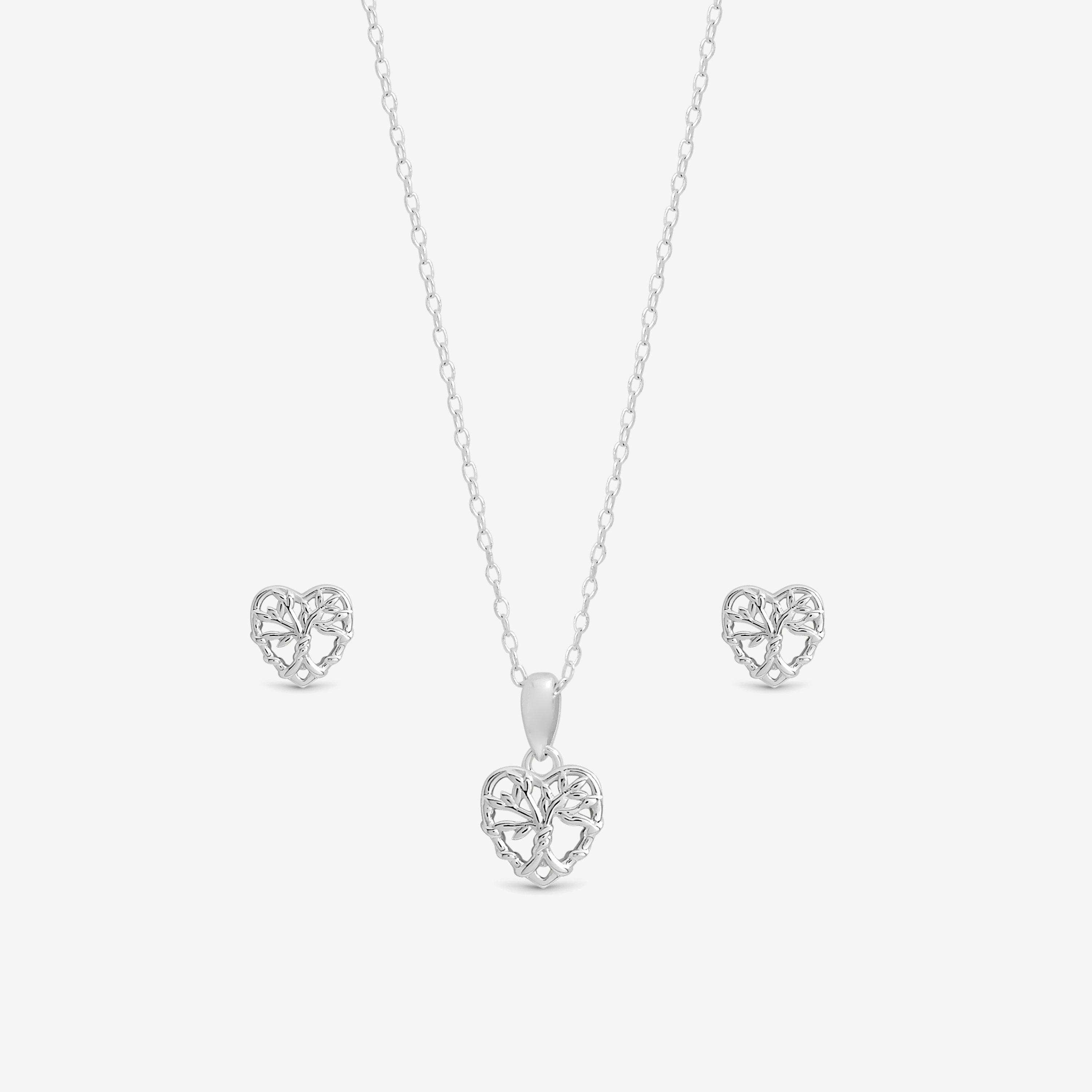 Silver - Simply Silver - Sterling Silver 925 Tree of Love Set - Gift Boxed - 2