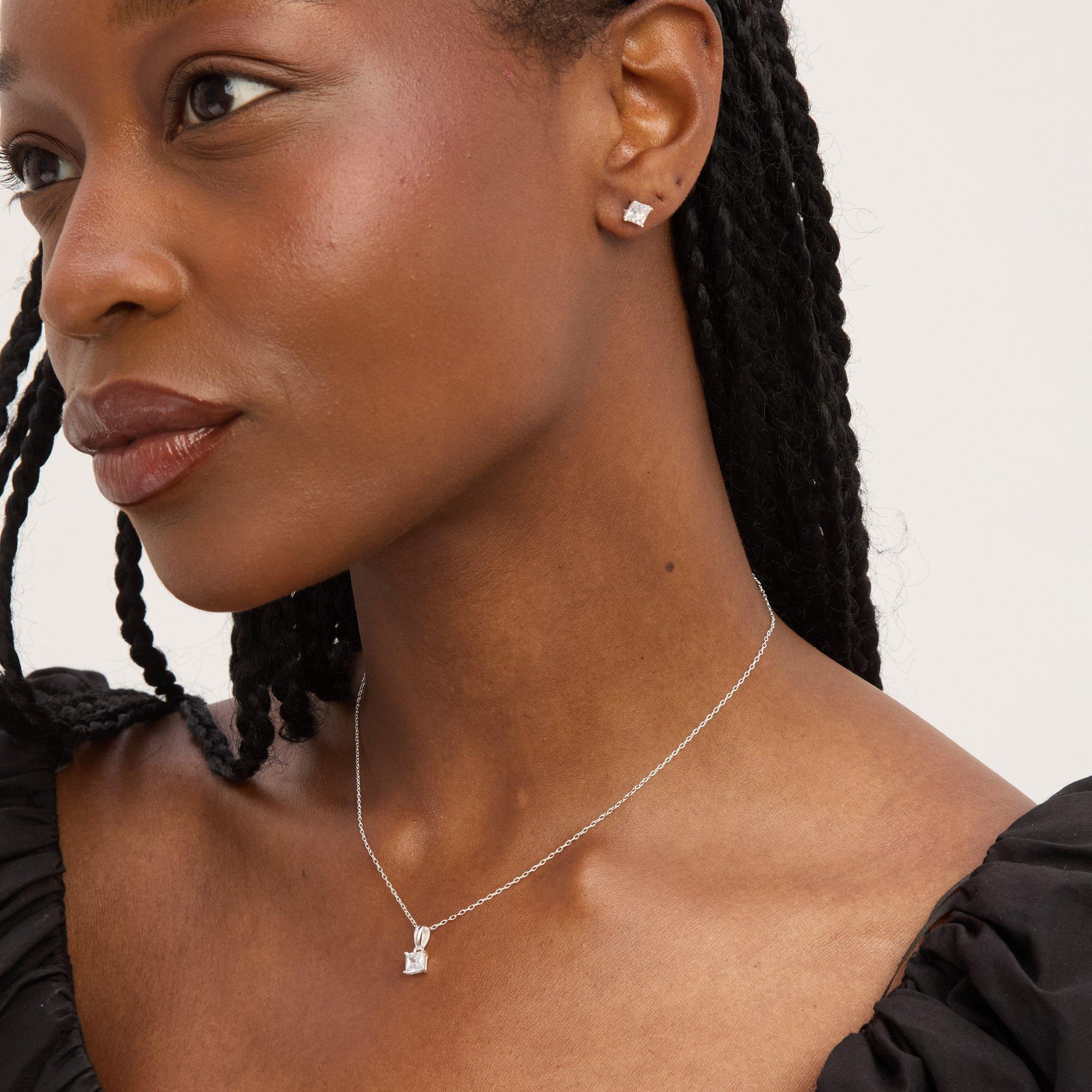 Silver - Simply Silver - Sterling Silver 925 Cubic Zirconia Cushion Set - 3