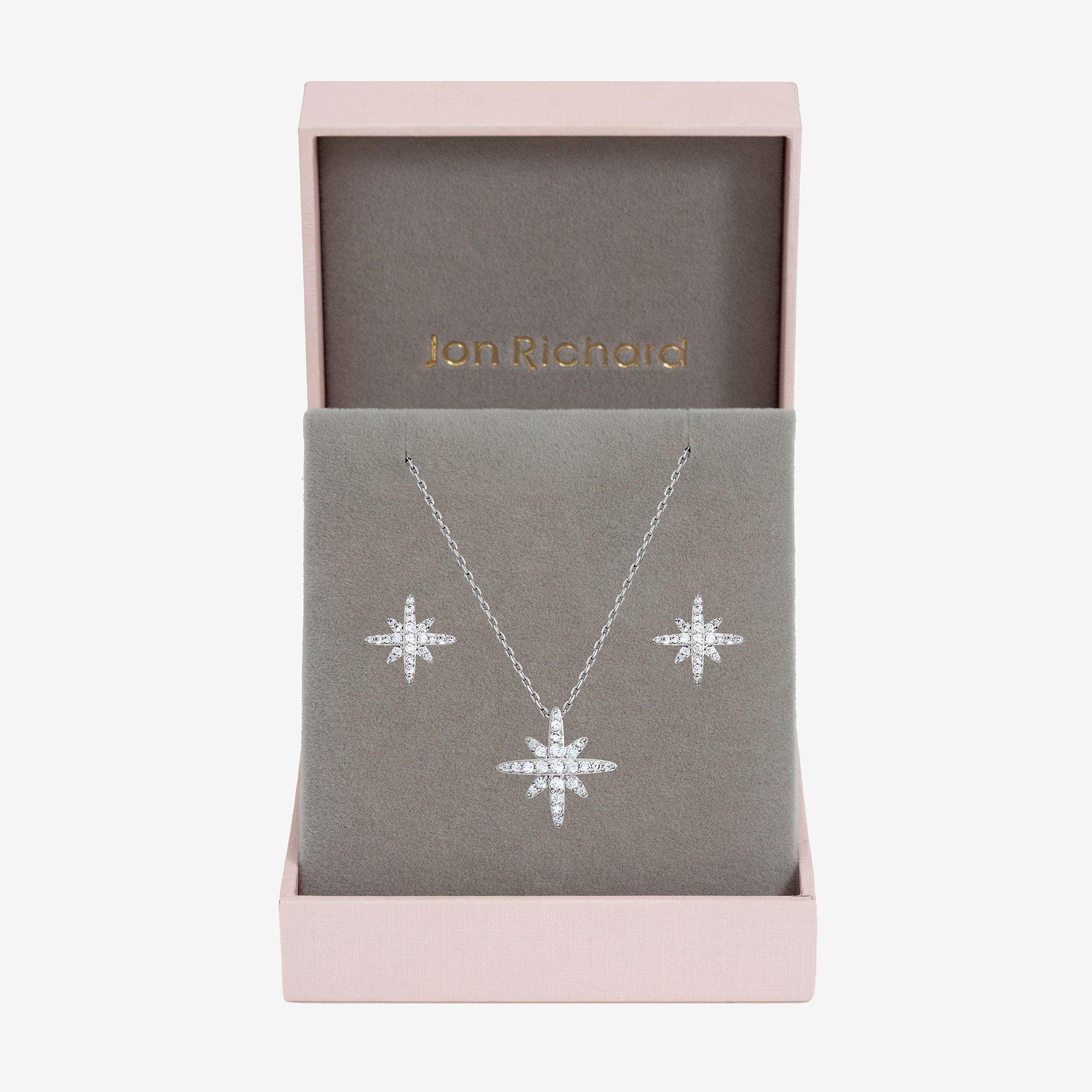 Silver - Jon Richard - Rhodium Plated and Pave Star Set - Gift Box - 1