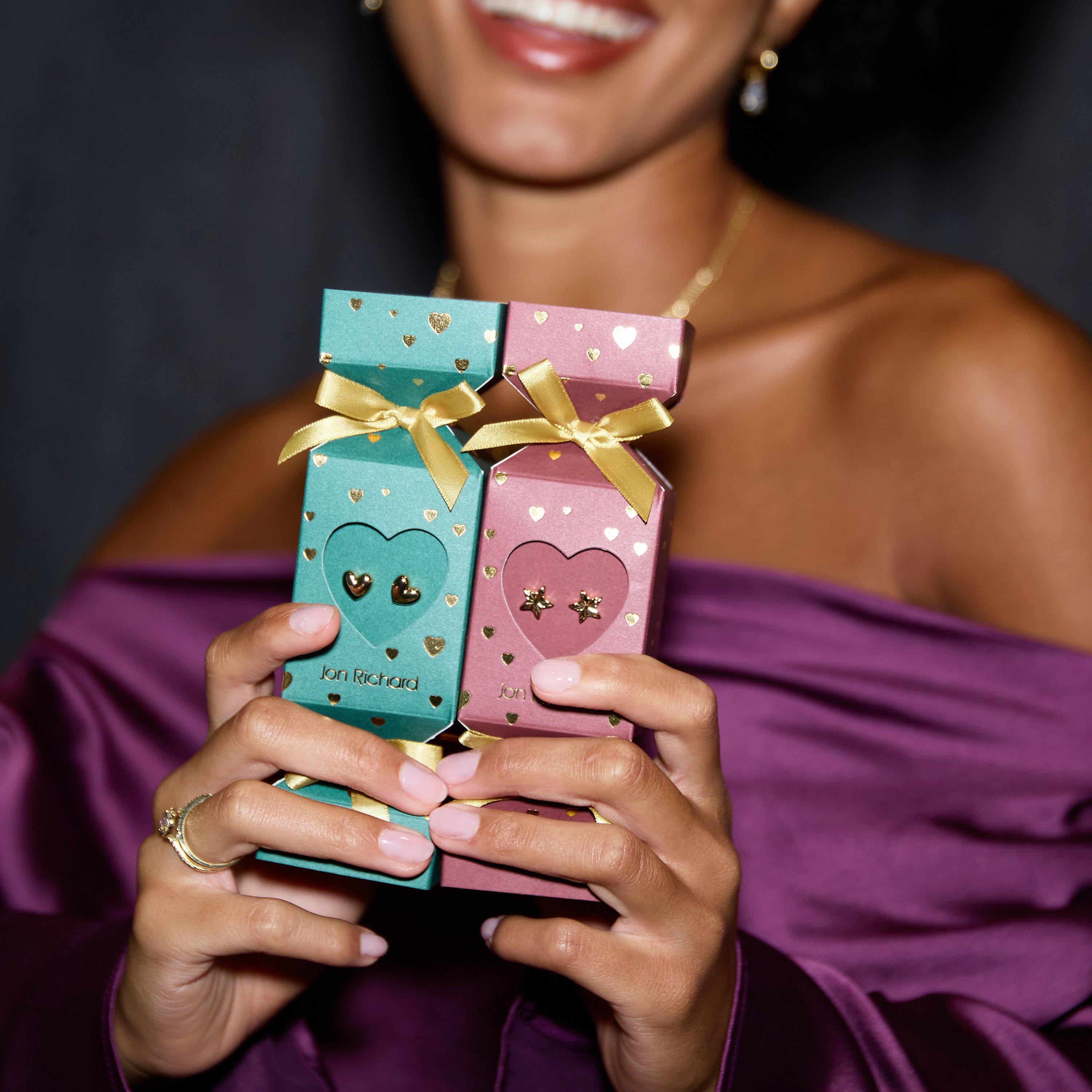 Gold - Jon Richard - 18K Gold Plated Heart Earrings - Gift Cracker - 3