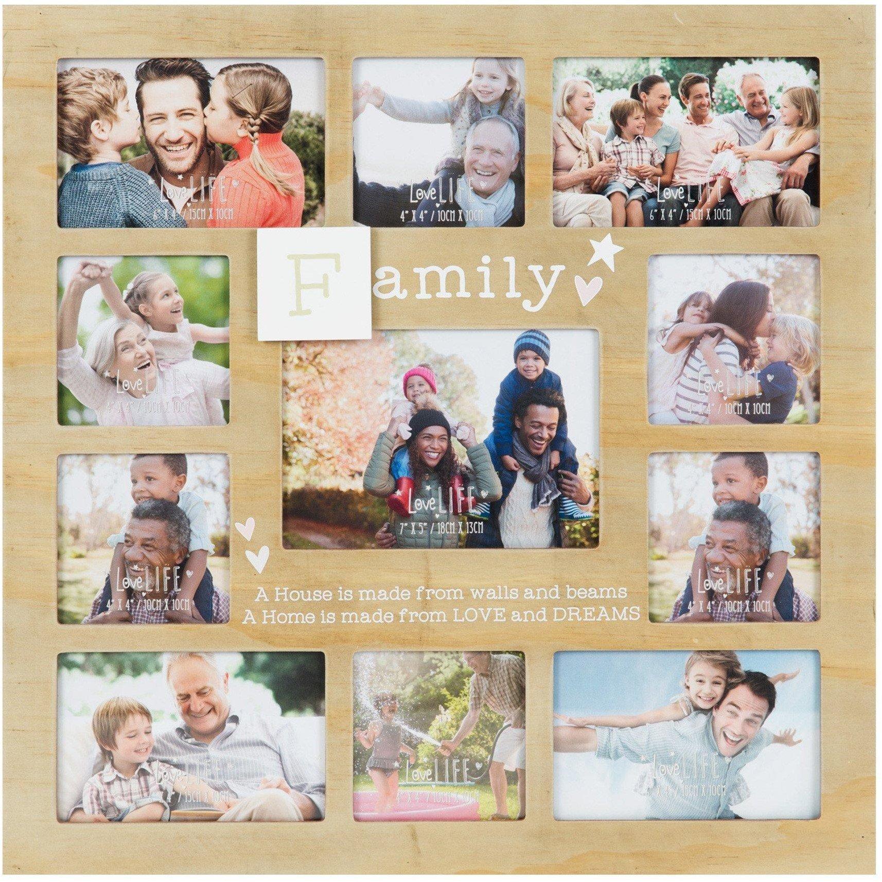 Oak - Celebrations - Love Life Multi Aperture Photo Frame - Family