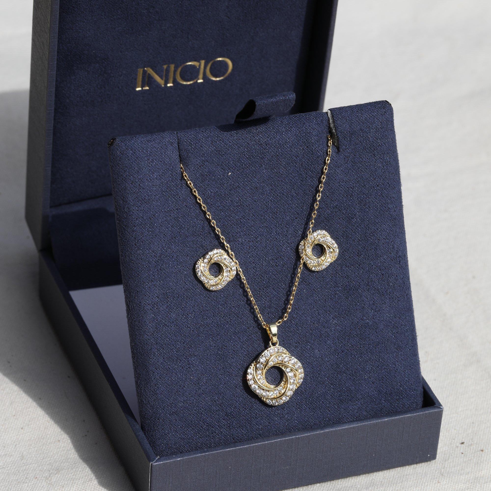 Gold - Inicio - Cubic Zirconia Open Knot Set - Gift Box - 4