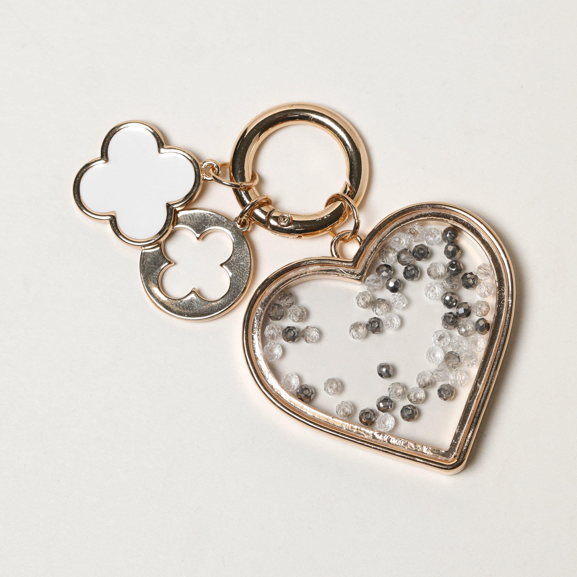 Gold - Mood - Gold Plated Heart and Clover Bag Charm - 3