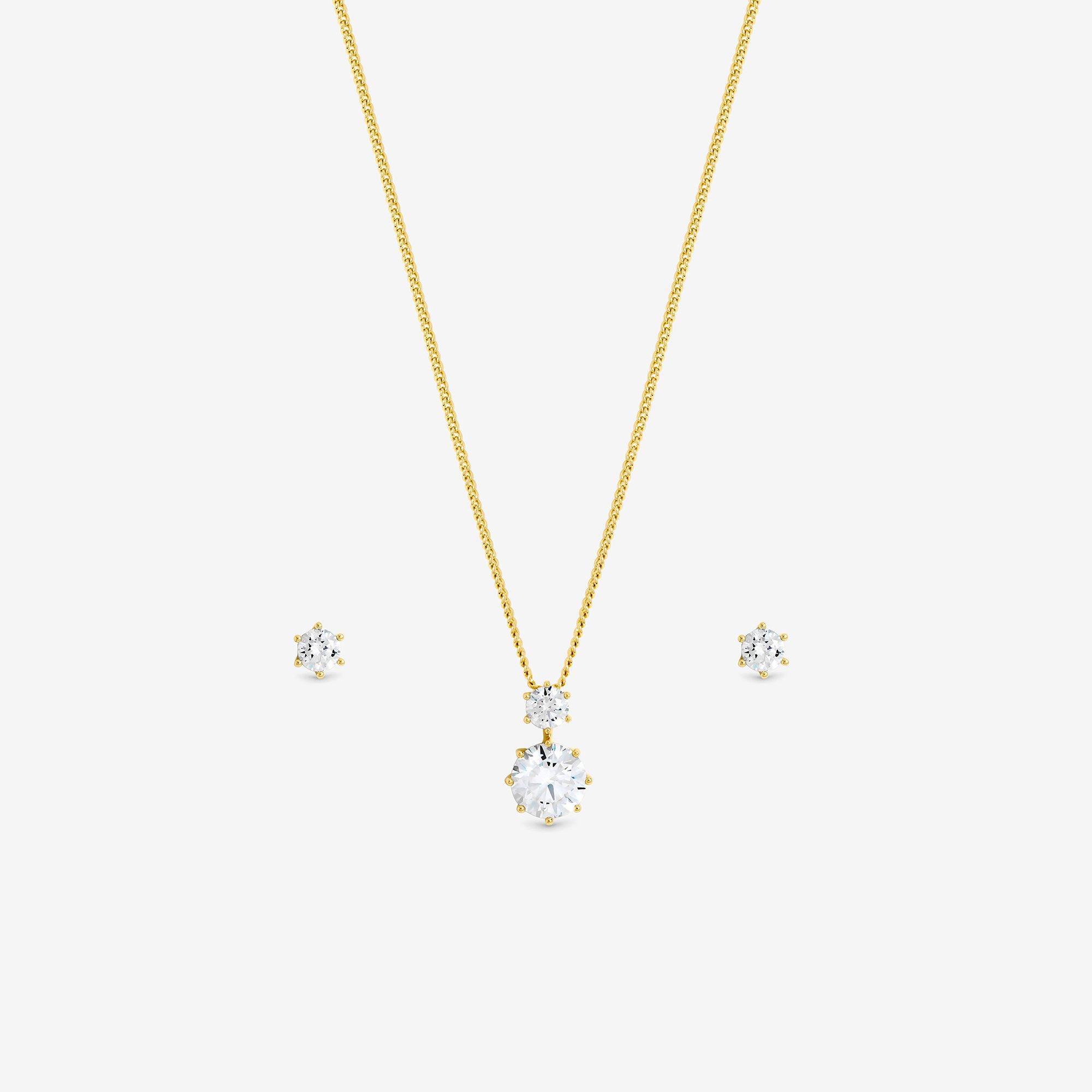 Gold - Jon Richard - Gold Plated CZ Round Drop Box Set - Gift Box - 2