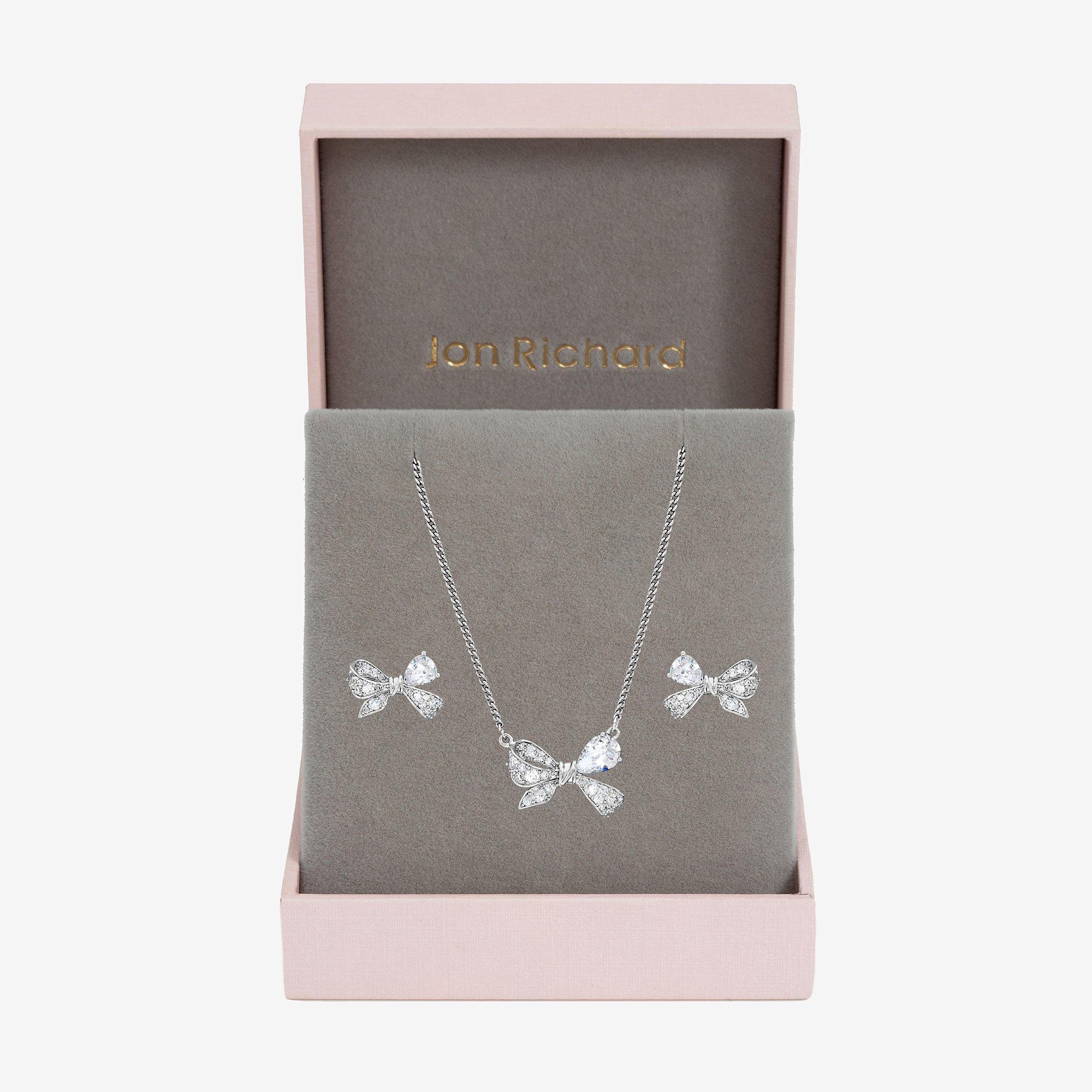 Silver - Jon Richard - Rhodium Plated Bow Box Set - Gift Box - 1