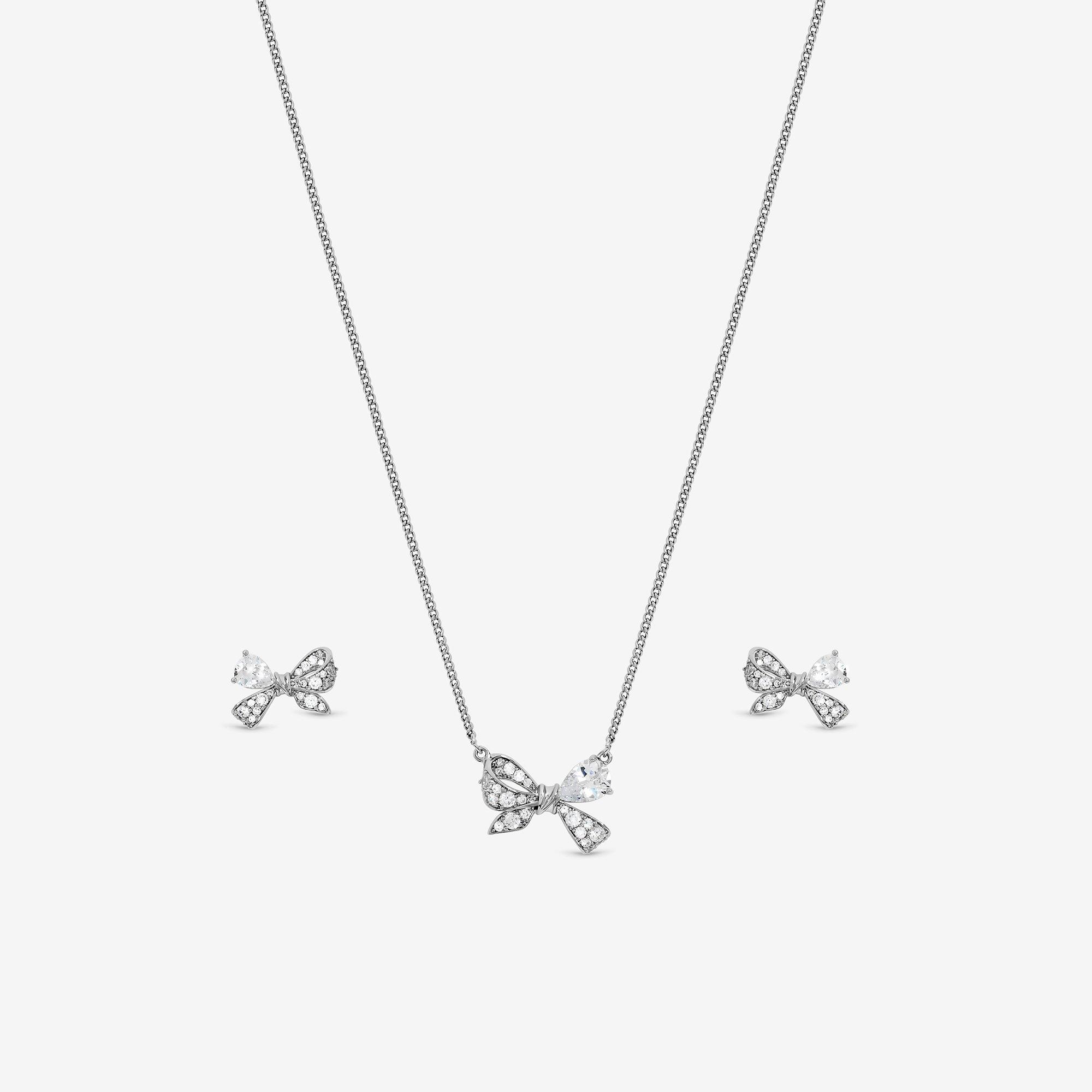 Silver - Jon Richard - Rhodium Plated Bow Box Set - Gift Box - 2