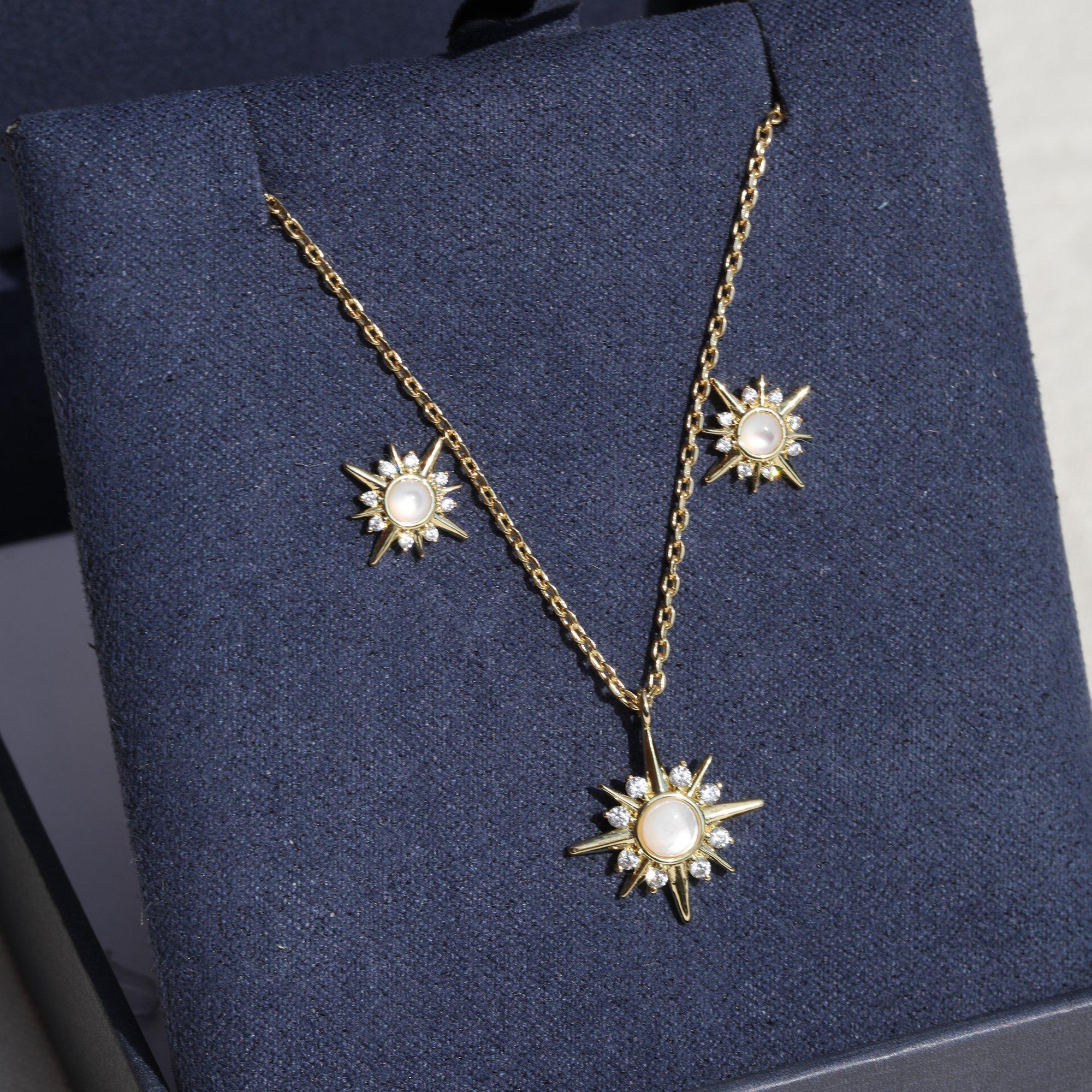 Gold - Inicio - 14K Gold Plated Cubic Zirconia Star Set - Gift Box - 4