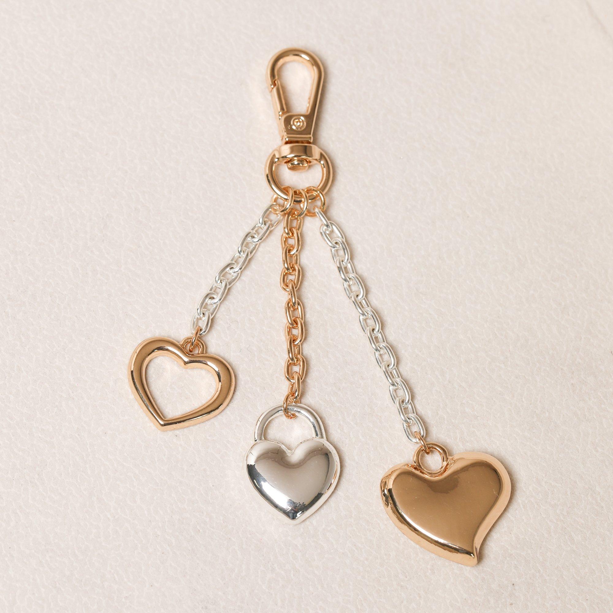Gold - Mood - Two Tone Plated Heart Bag Charm - 3