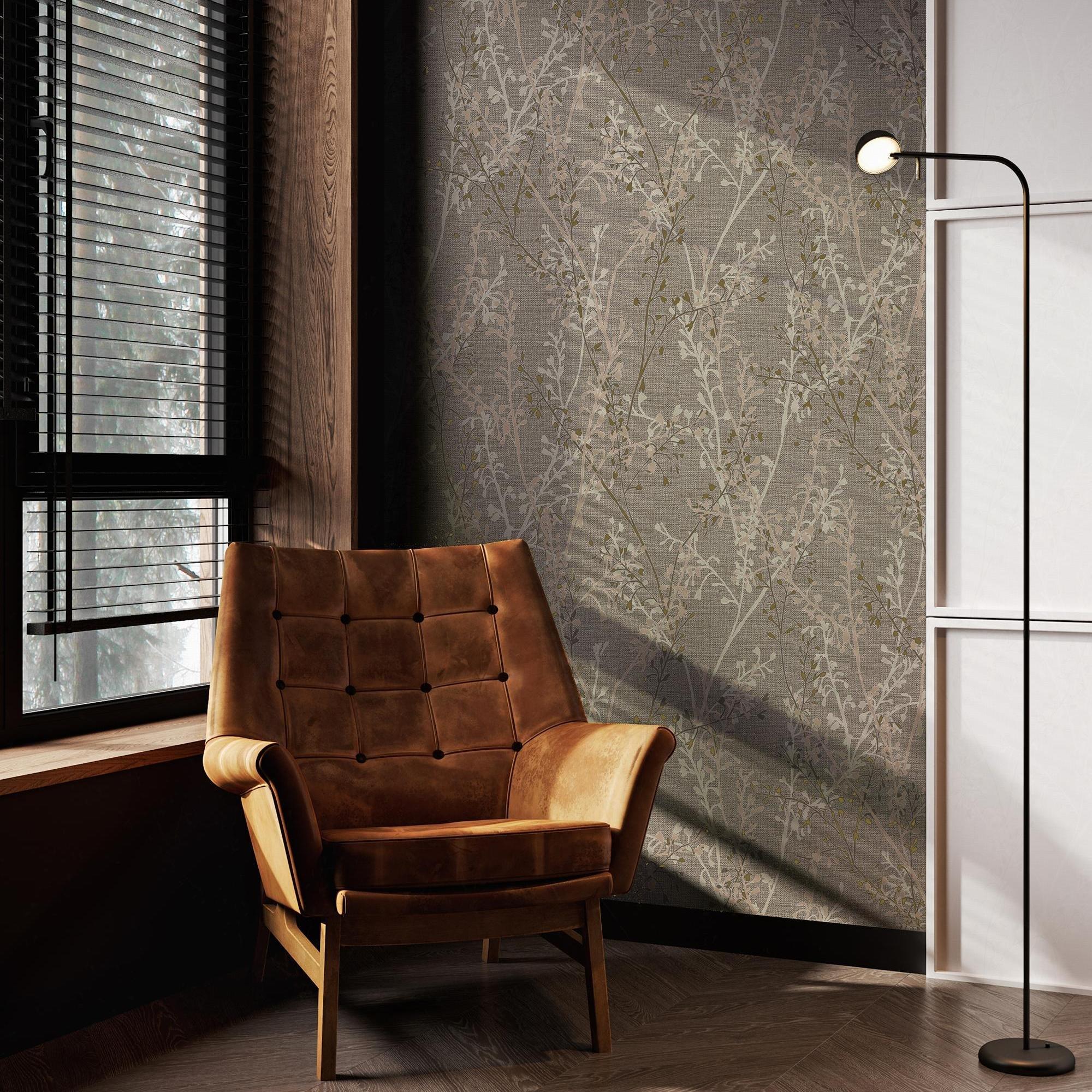 Beige - Boutique - Boutique Breeze Sprig Floral Natural Wallpaper - 1