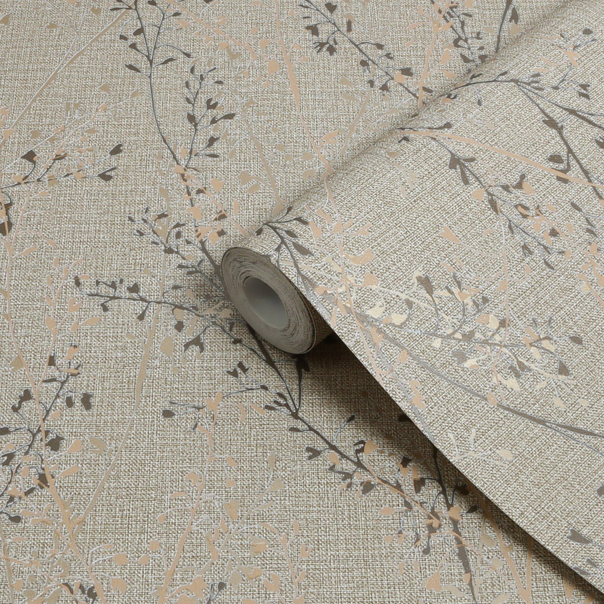 Beige - Boutique - Boutique Breeze Sprig Floral Natural Wallpaper - 3