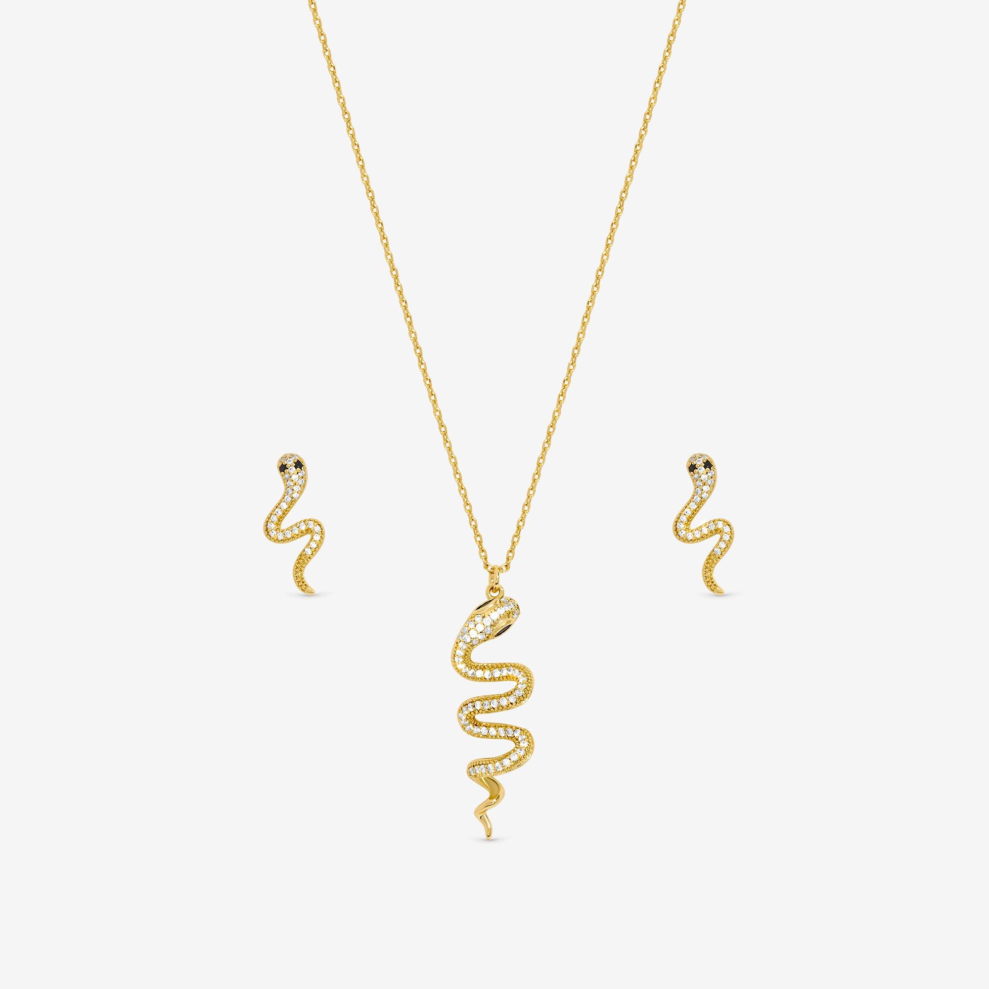 Gold - Inicio - 14K Gold Plated and CZ Snake Set - Gift Box - 2