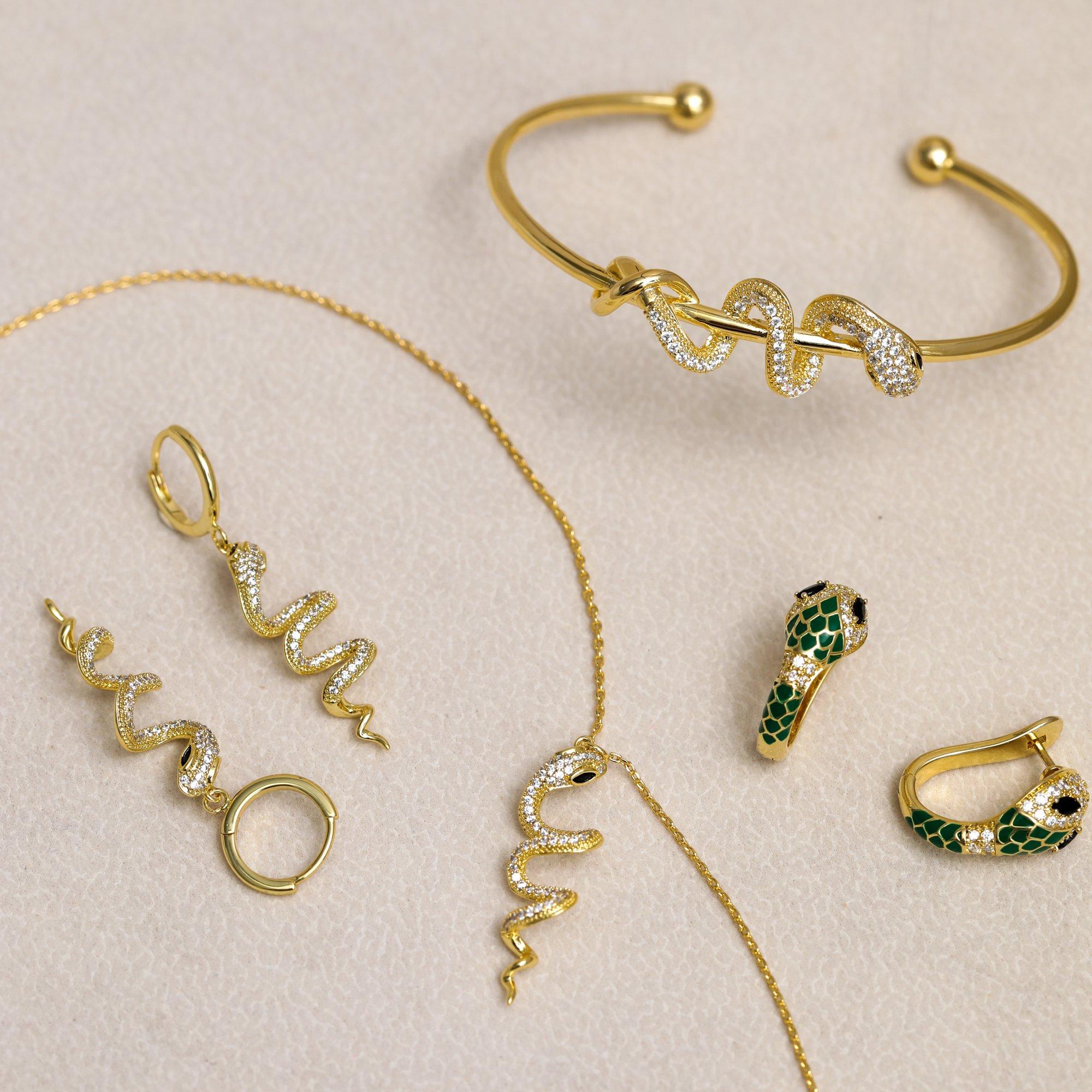 Gold - Inicio - 14K Gold Plated and CZ Snake Set - Gift Box - 3