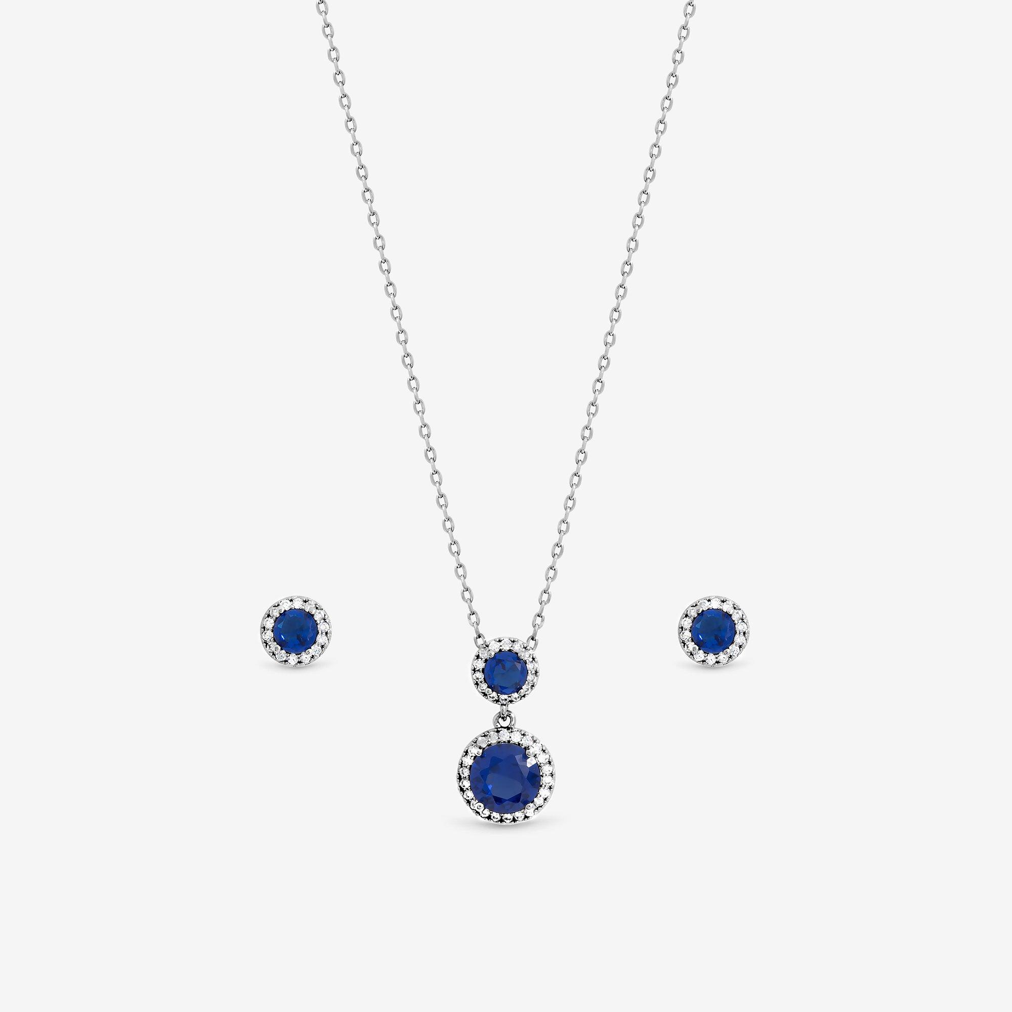 Silver - Jon Richard - Rhodium Plated CZ Double Halo Drop Set - Gift Box - 2