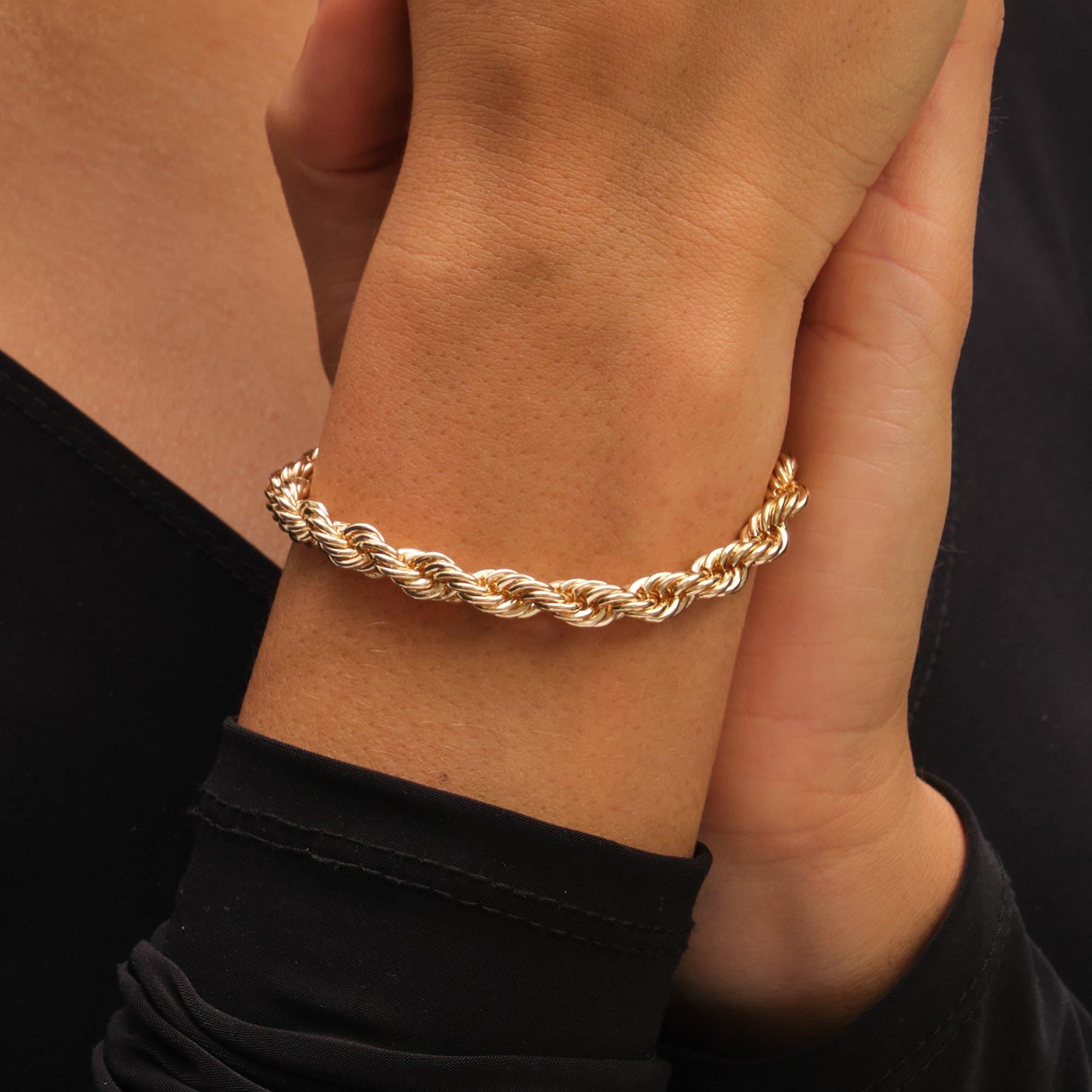 Gold - Mood - Gold Twisted Rope Necklace & Bracelet Set - 3