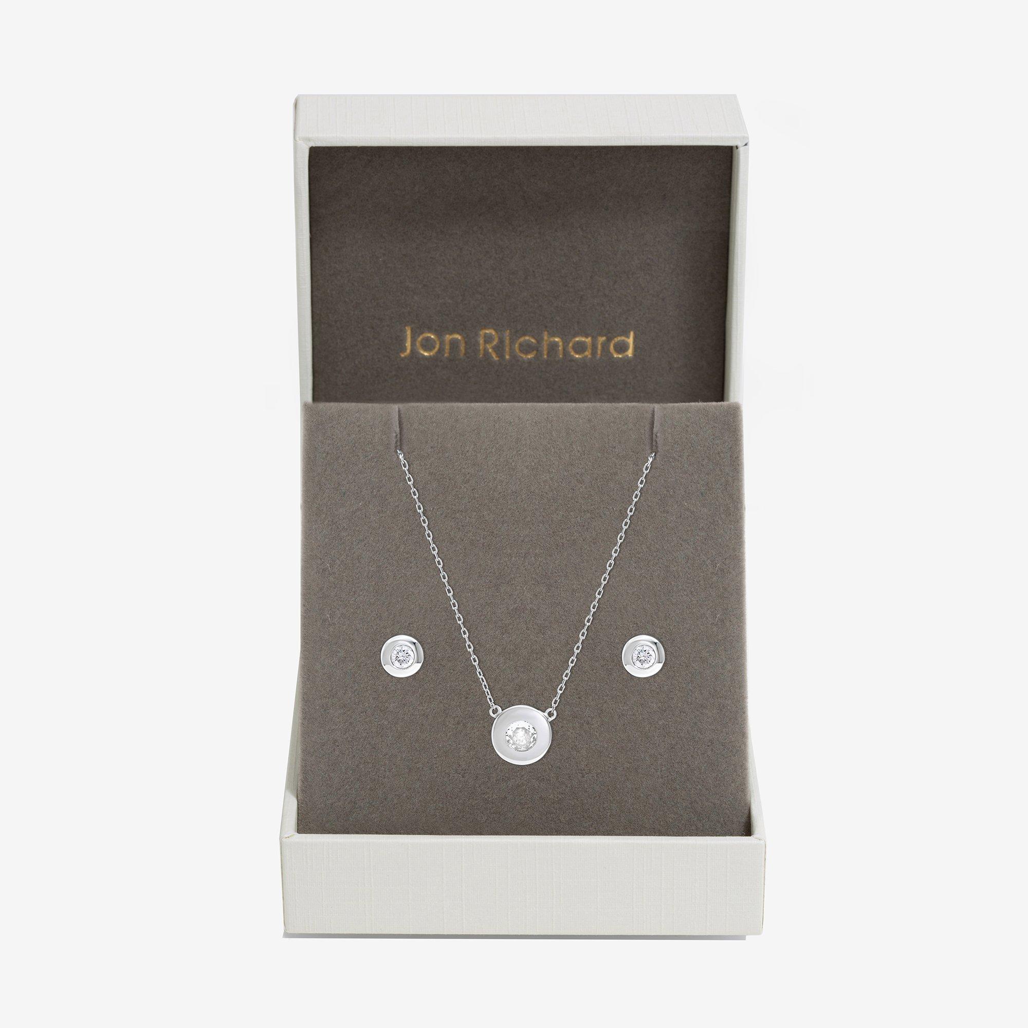 Silver - Jon Richard - Silver Plated and Crystal Besel Set - Gift Box - 1