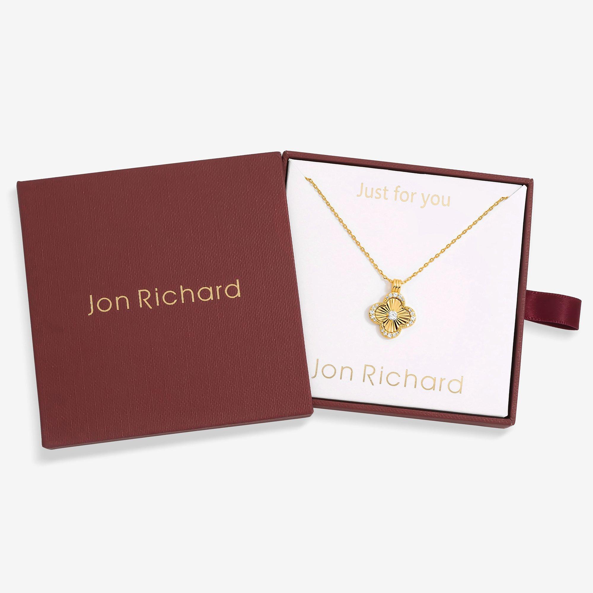 Gold - Jon Richard - 18K Gold Plated Clover Pendant - Gift Box - 1