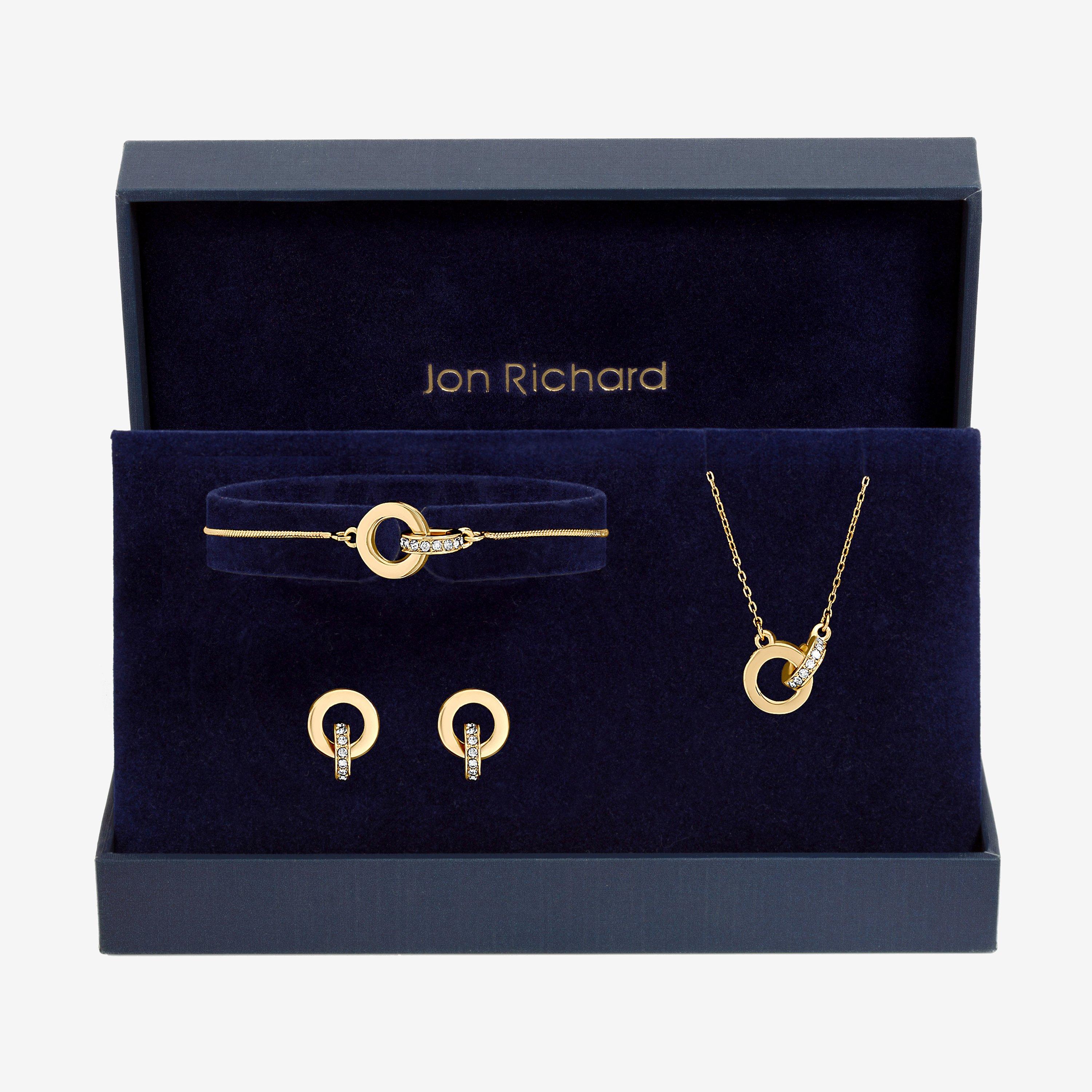 Jon Richard Gold Plated Crystal Circle Link Set - Gift Box