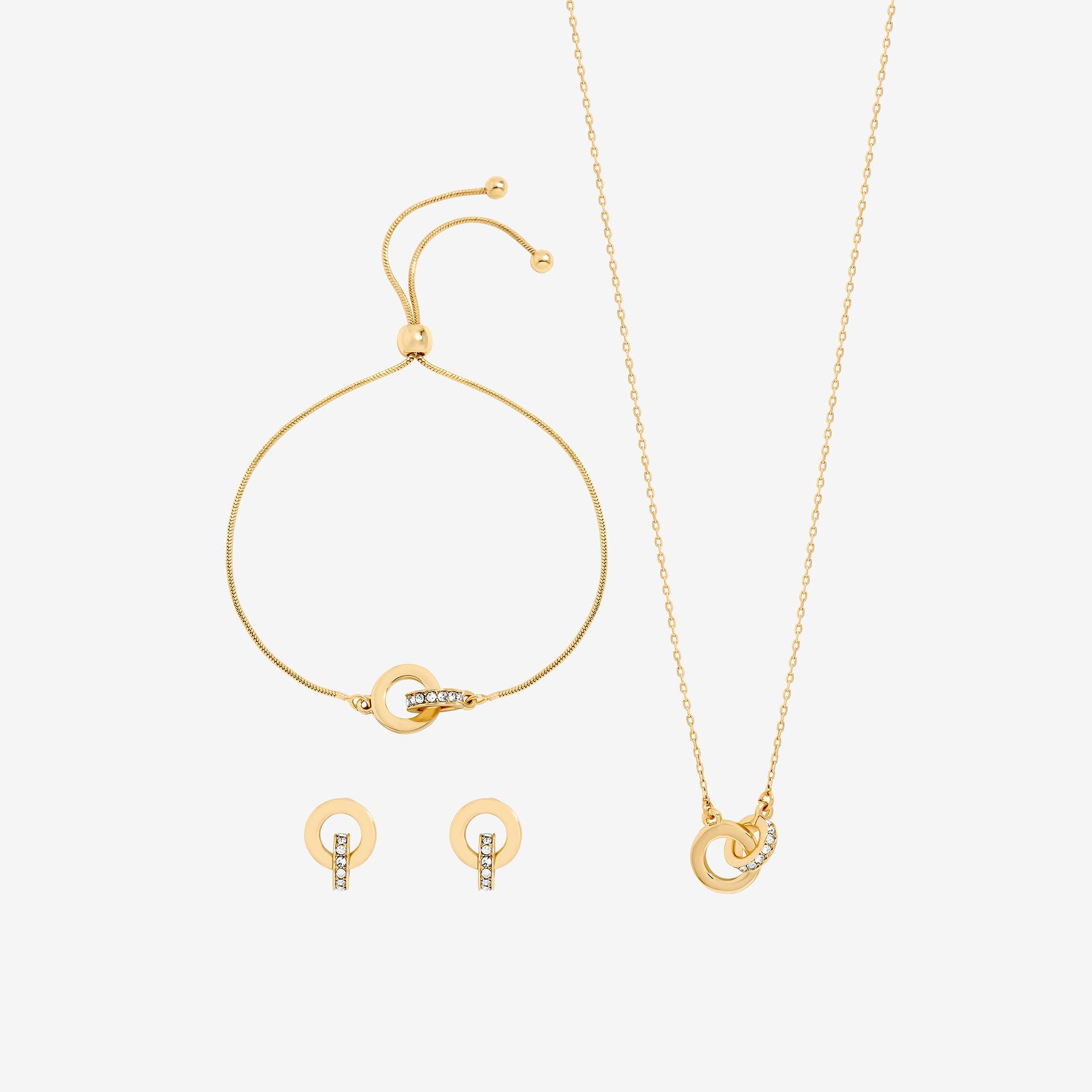 Gold - Jon Richard - Gold Plated Crystal Circle Link Set - Gift Box - 2