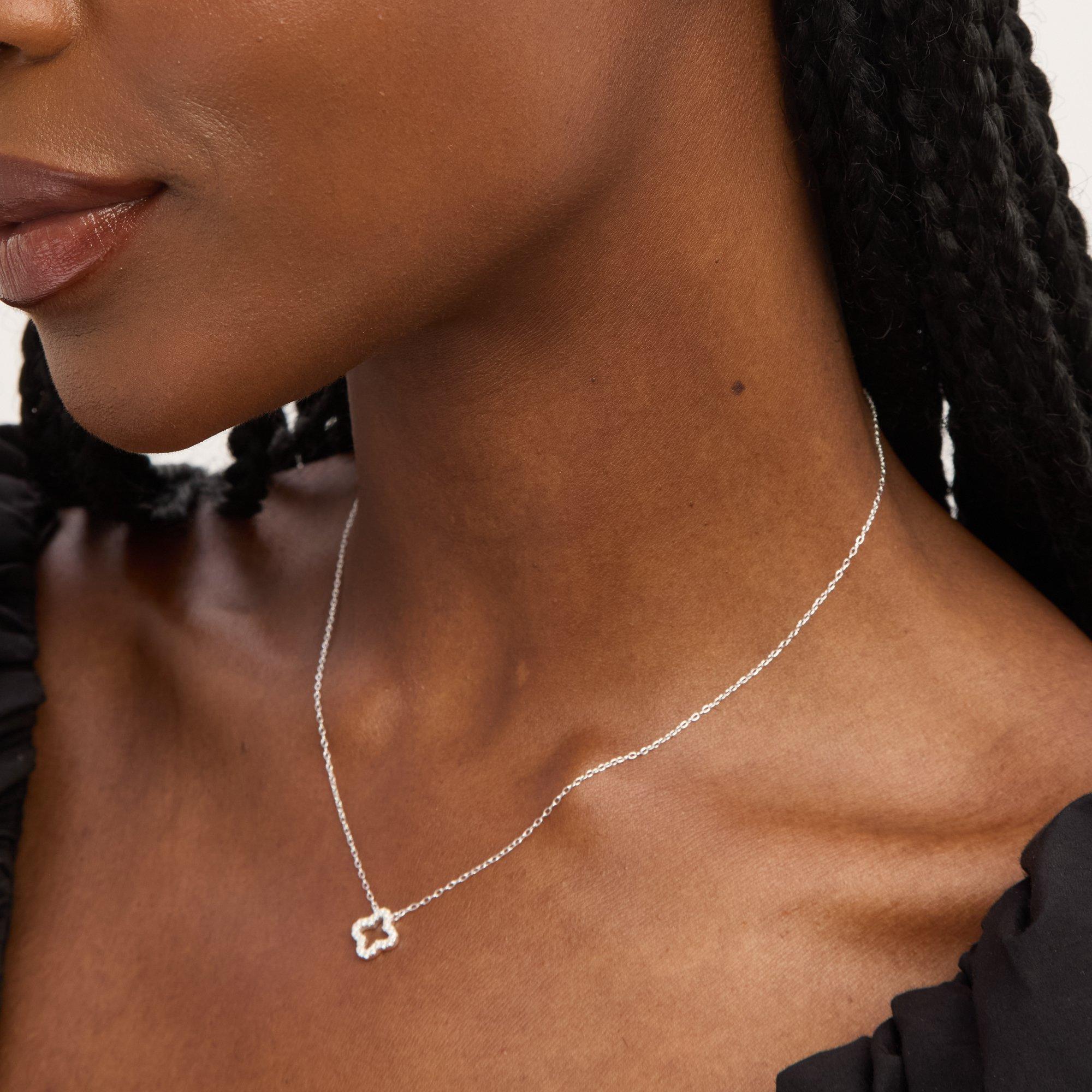 Silver - Simply Silver - Sterling Silver 925 CZ Open Clover Set - 4